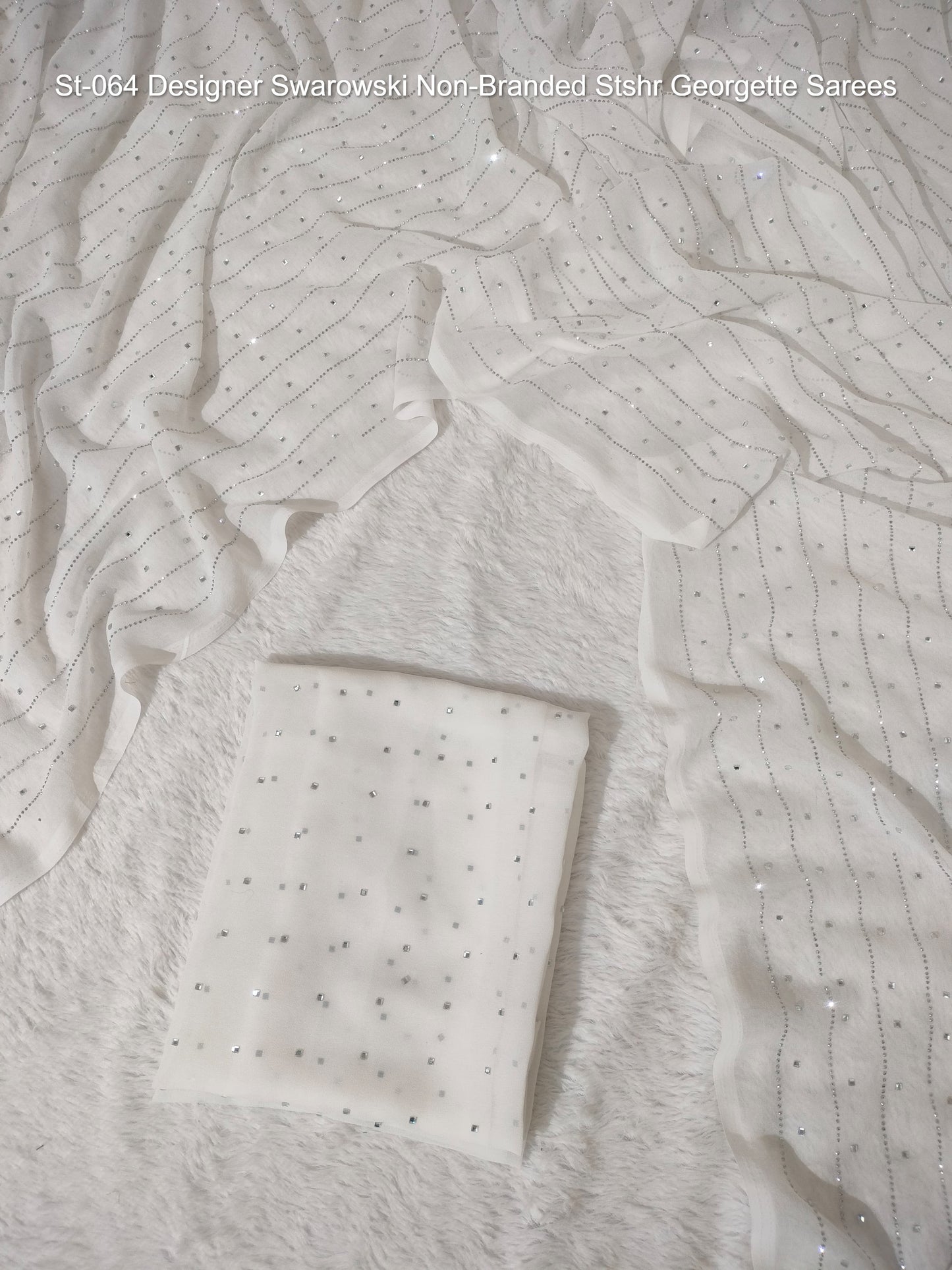 St-064 Designer Swarowski Non-Branded Stshr Georgette Sarees