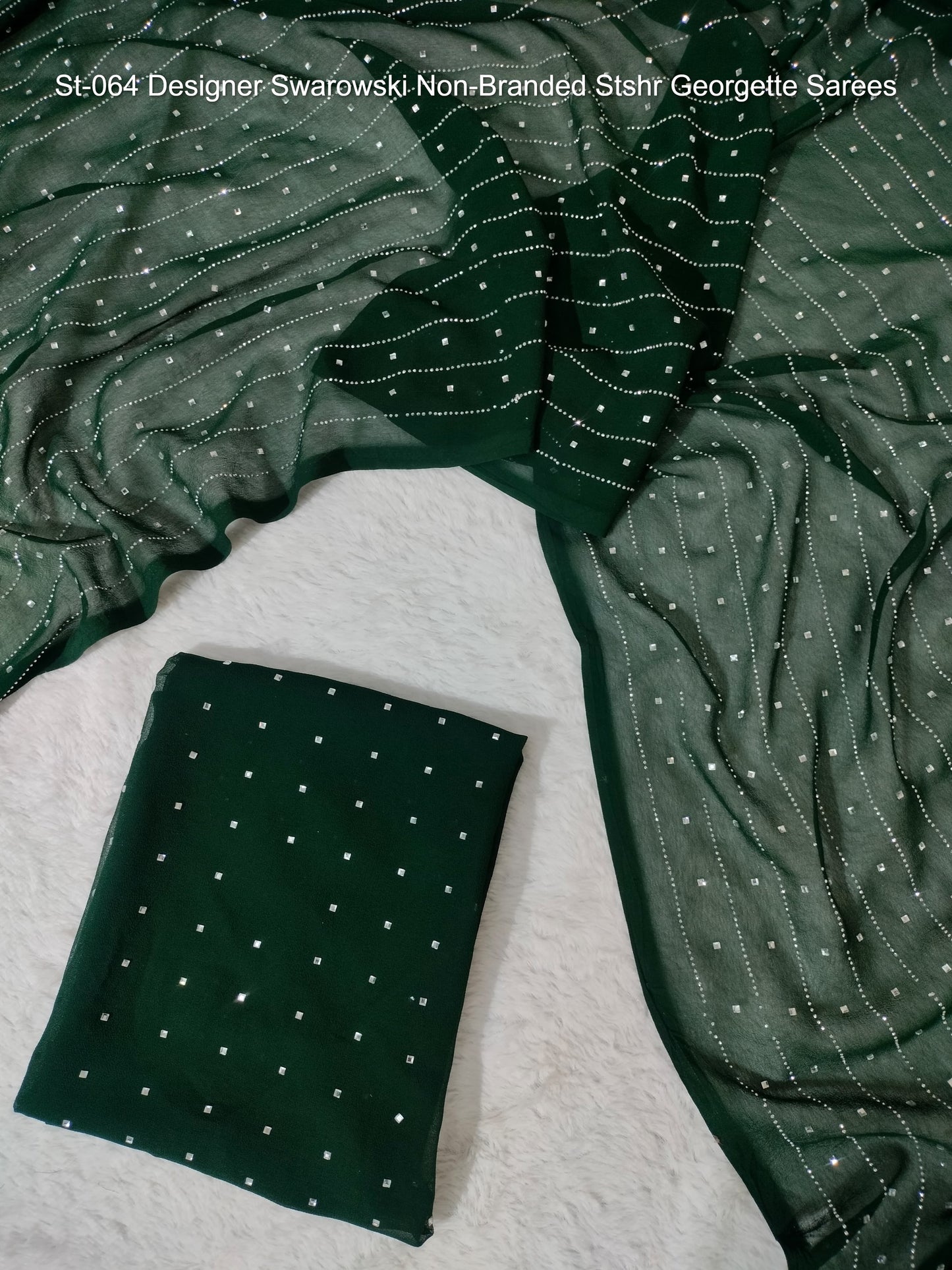 St-064 Designer Swarowski Non-Branded Stshr Georgette Sarees