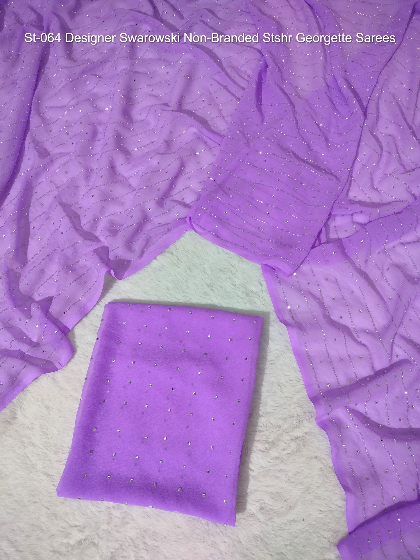 St-064 Designer Swarowski Non-Branded Stshr Georgette Sarees