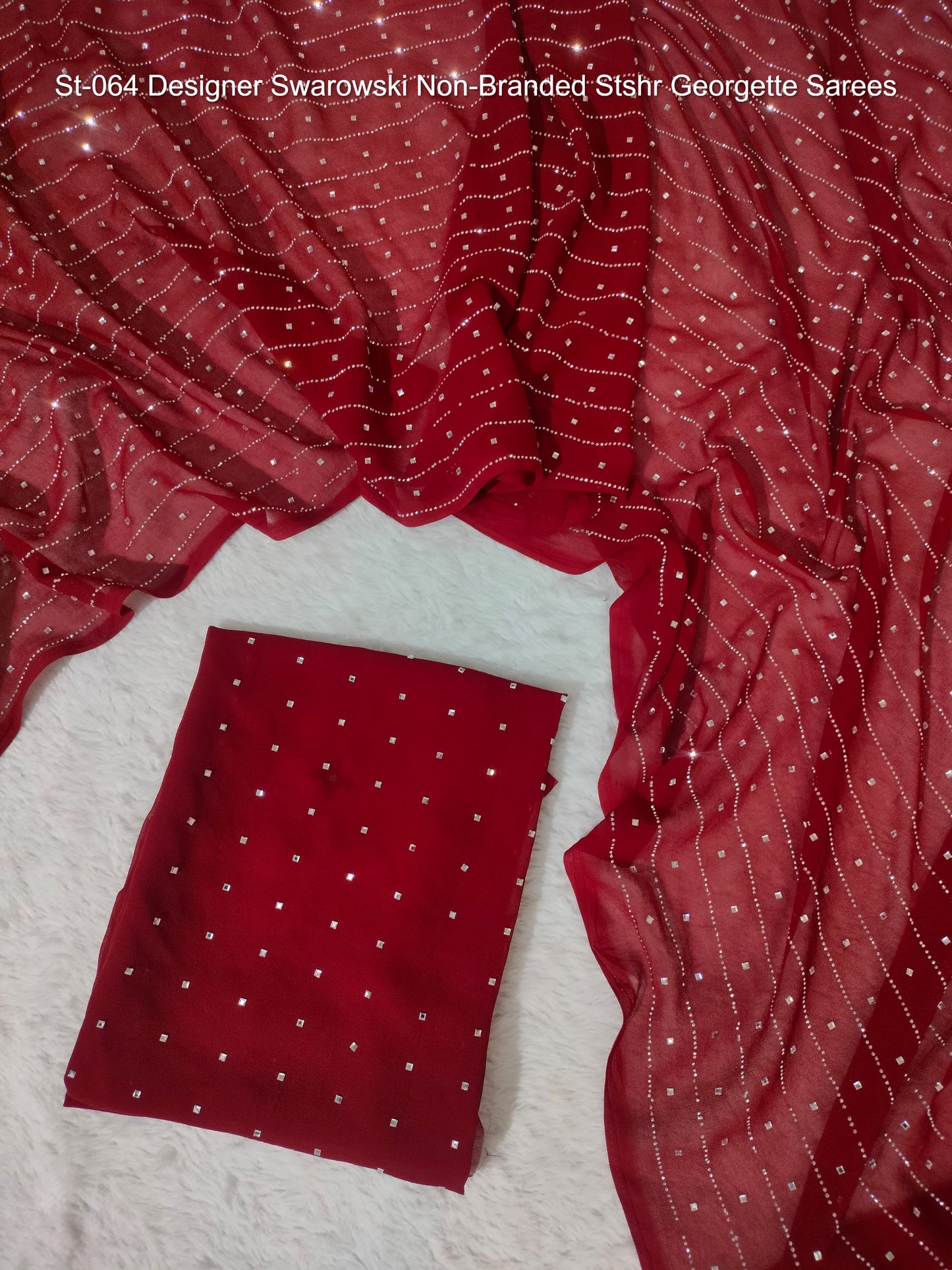 St-064 Designer Swarowski Non-Branded Stshr Georgette Sarees