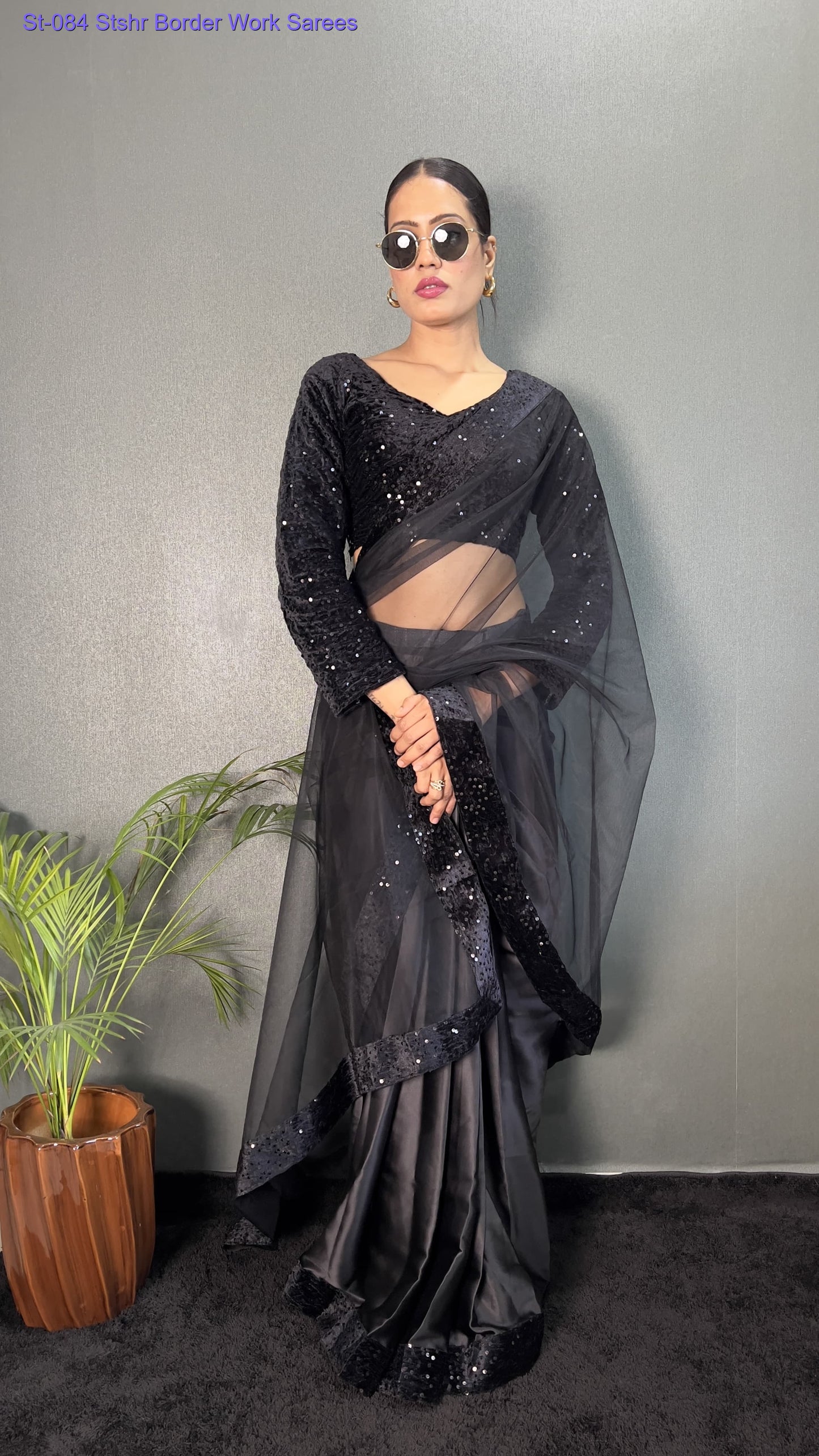 St-084 Stshr Border Work Sarees