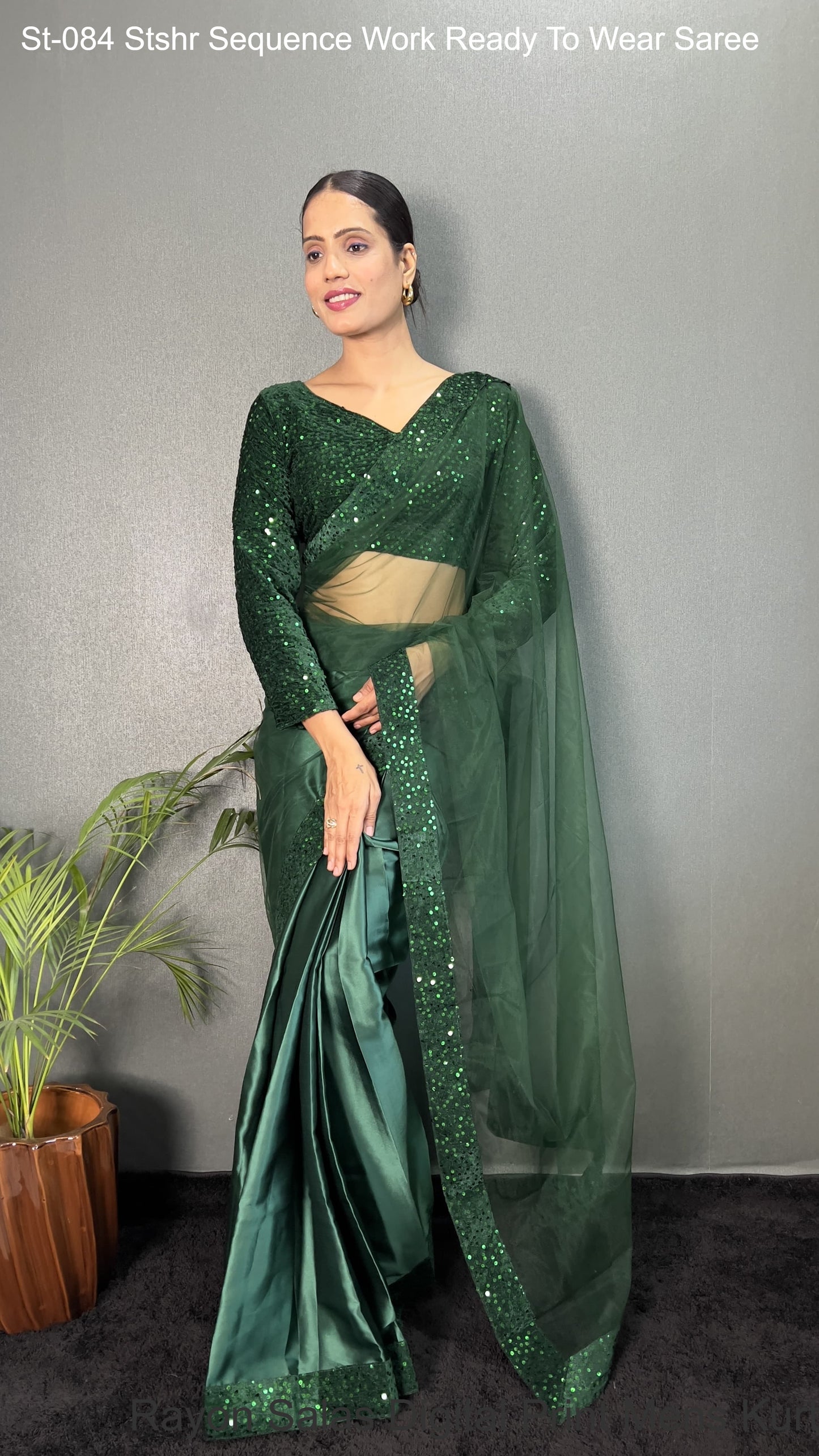 St-084 Stshr Sequence Work Ready To Wear Saree