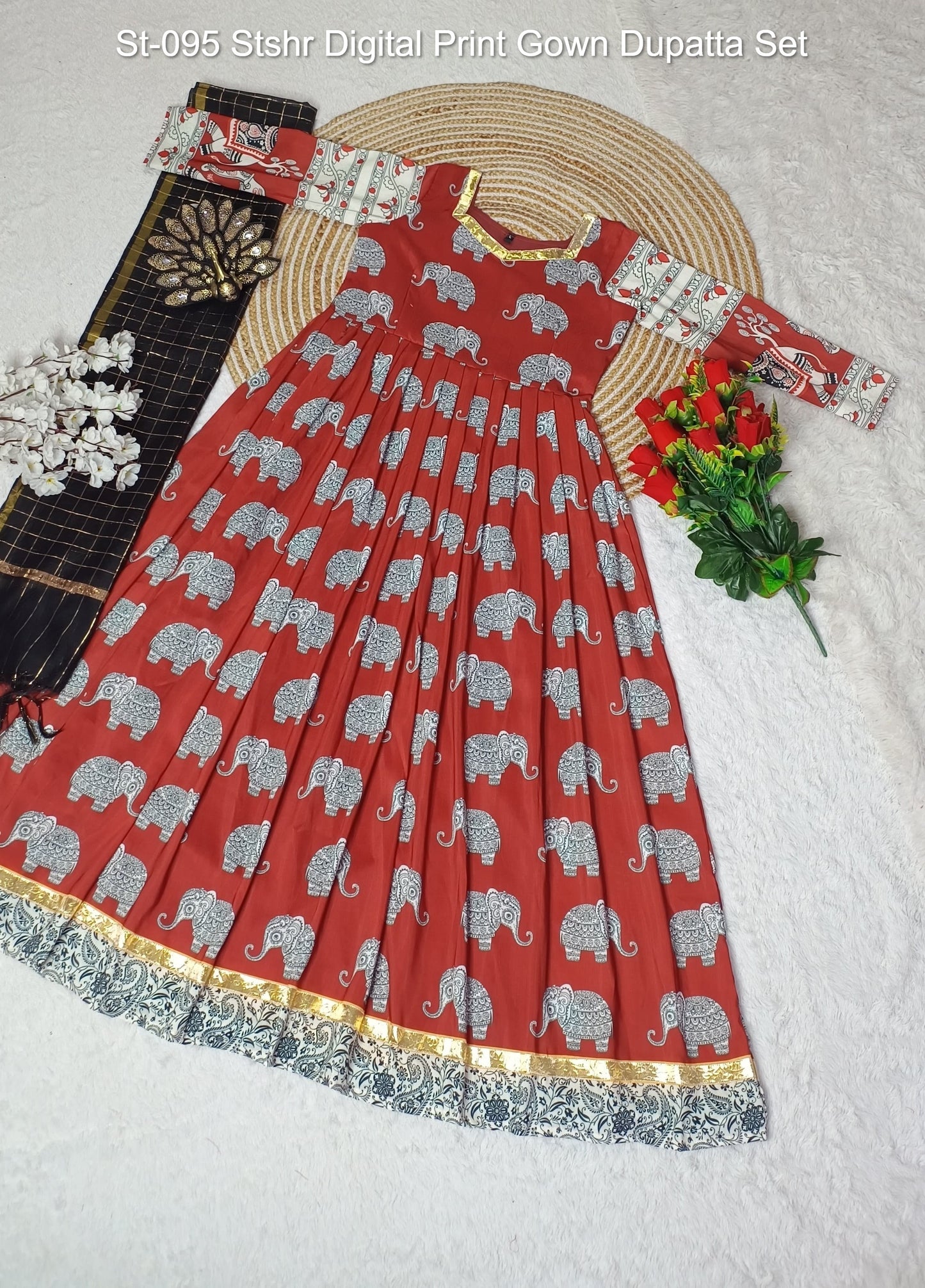 St-095 Stshr Digital Print Gown Dupatta Set