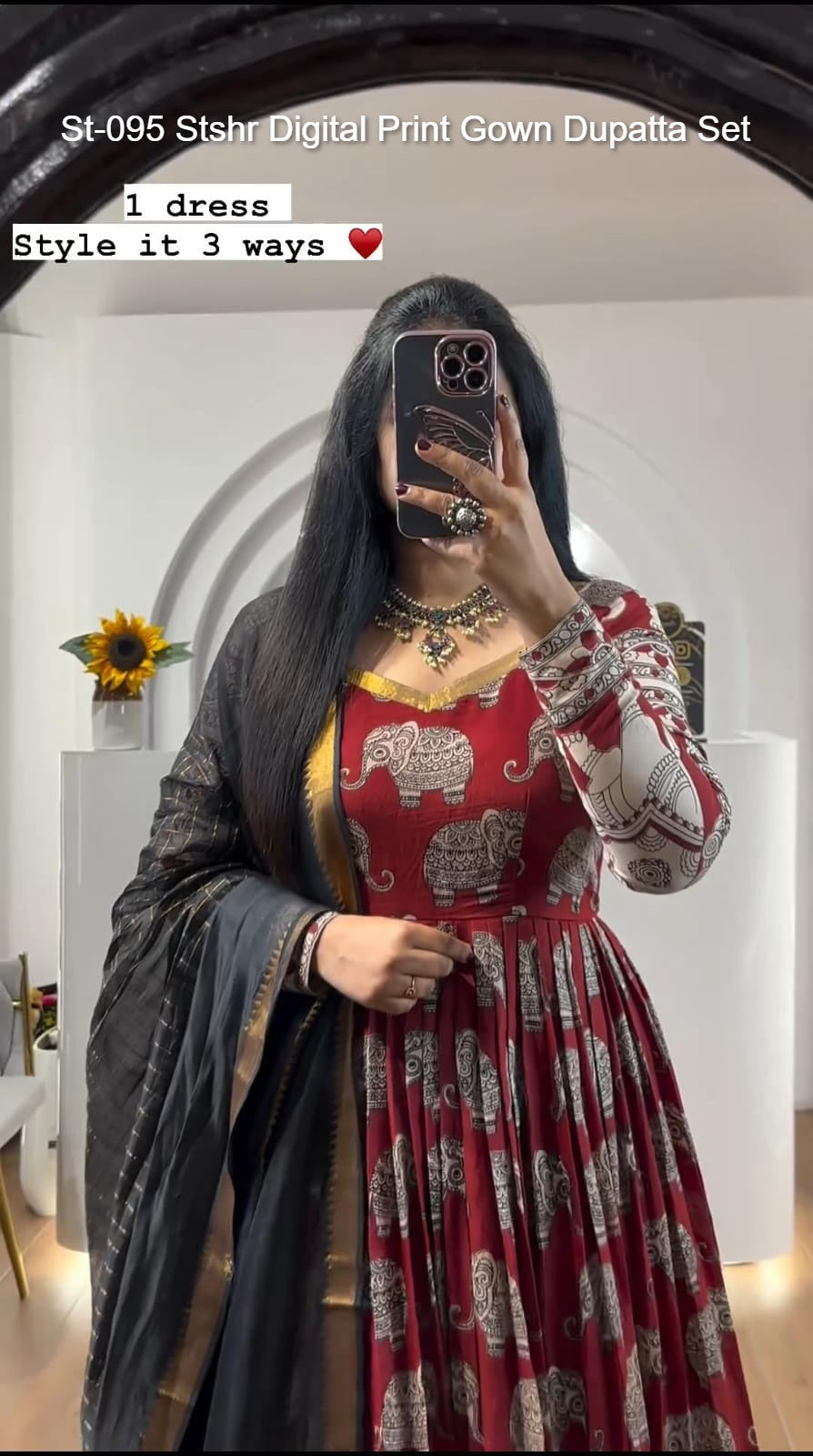 St-095 Stshr Digital Print Gown Dupatta Set