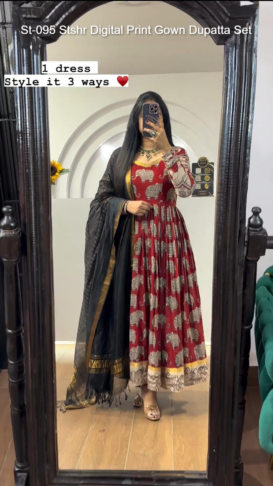 St-095 Stshr Digital Print Gown Dupatta Set