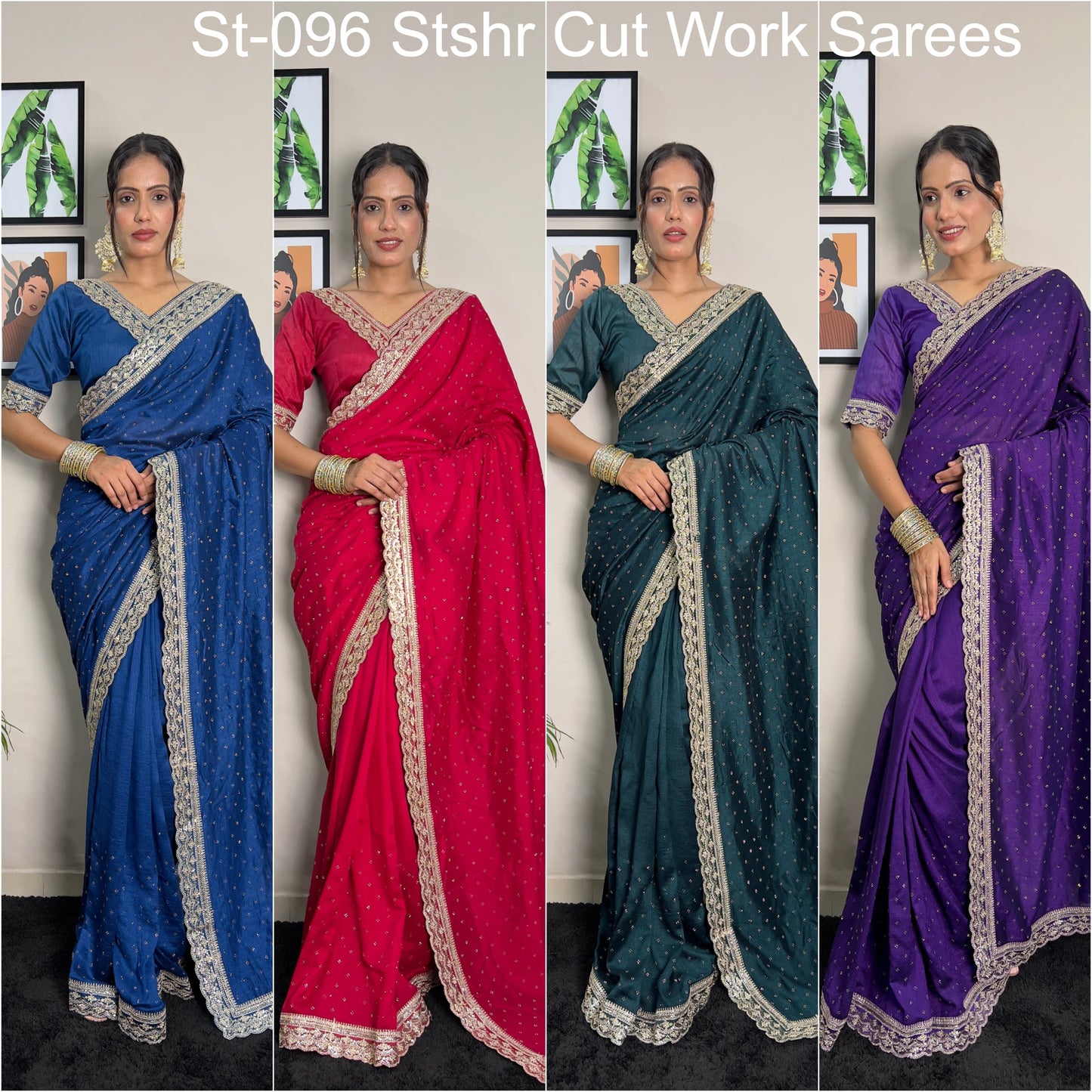 St-096 Stshr Cut Work Sarees