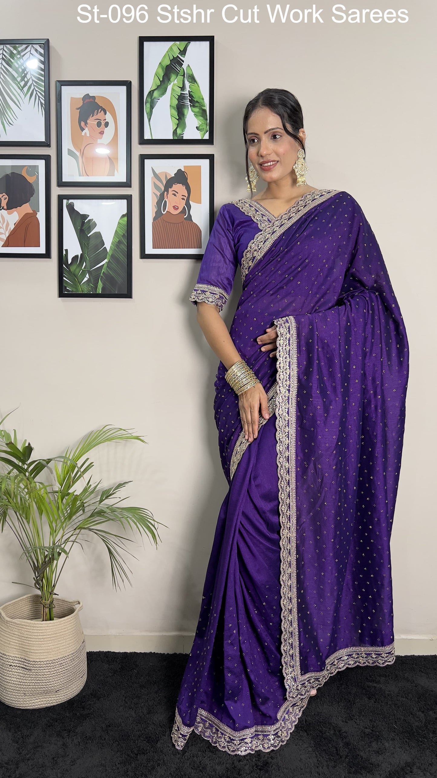 St-096 Stshr Cut Work Sarees