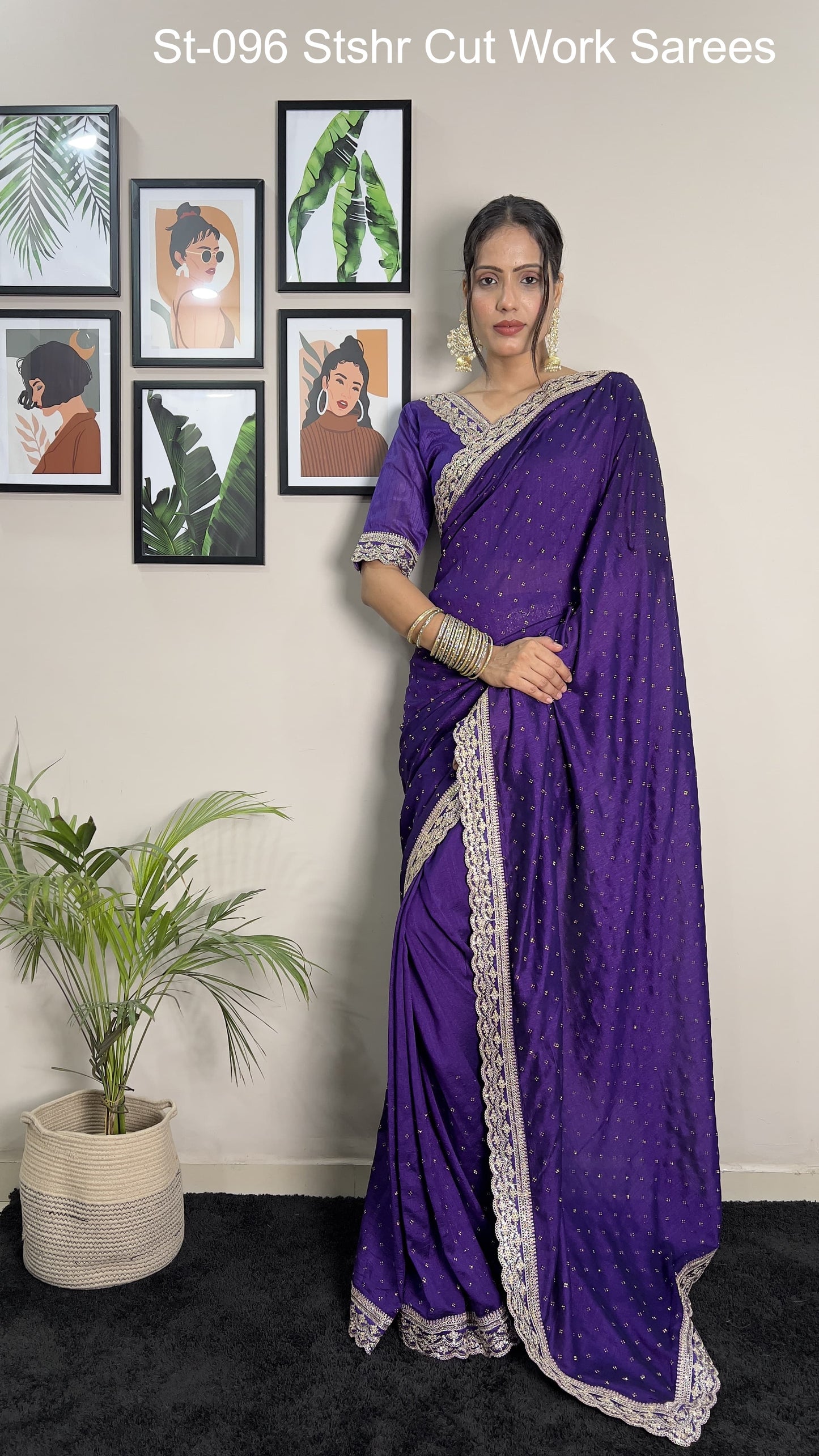 St-096 Stshr Cut Work Sarees
