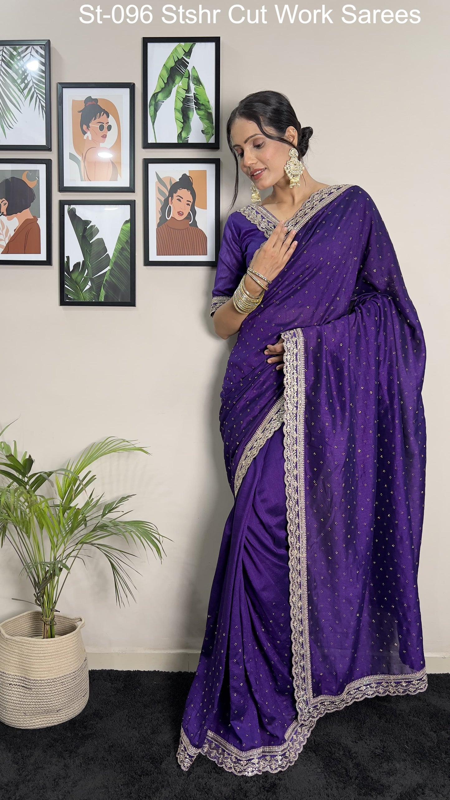 St-096 Stshr Cut Work Sarees