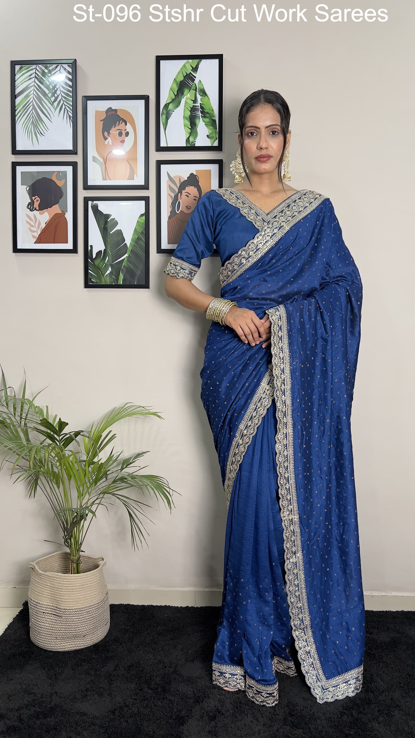 St-096 Stshr Cut Work Sarees