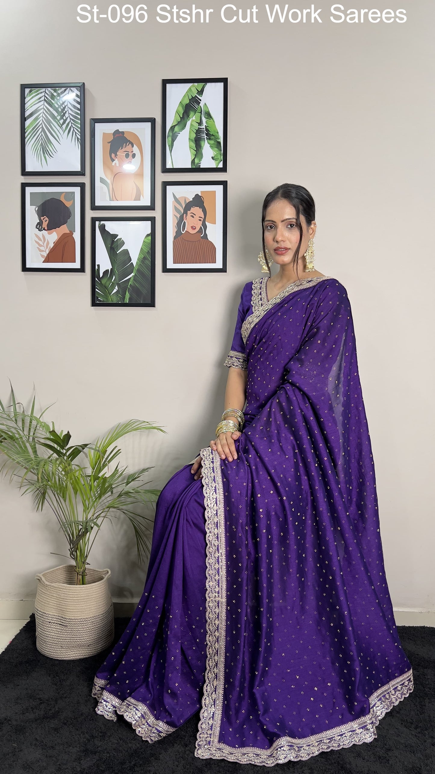 St-096 Stshr Cut Work Sarees