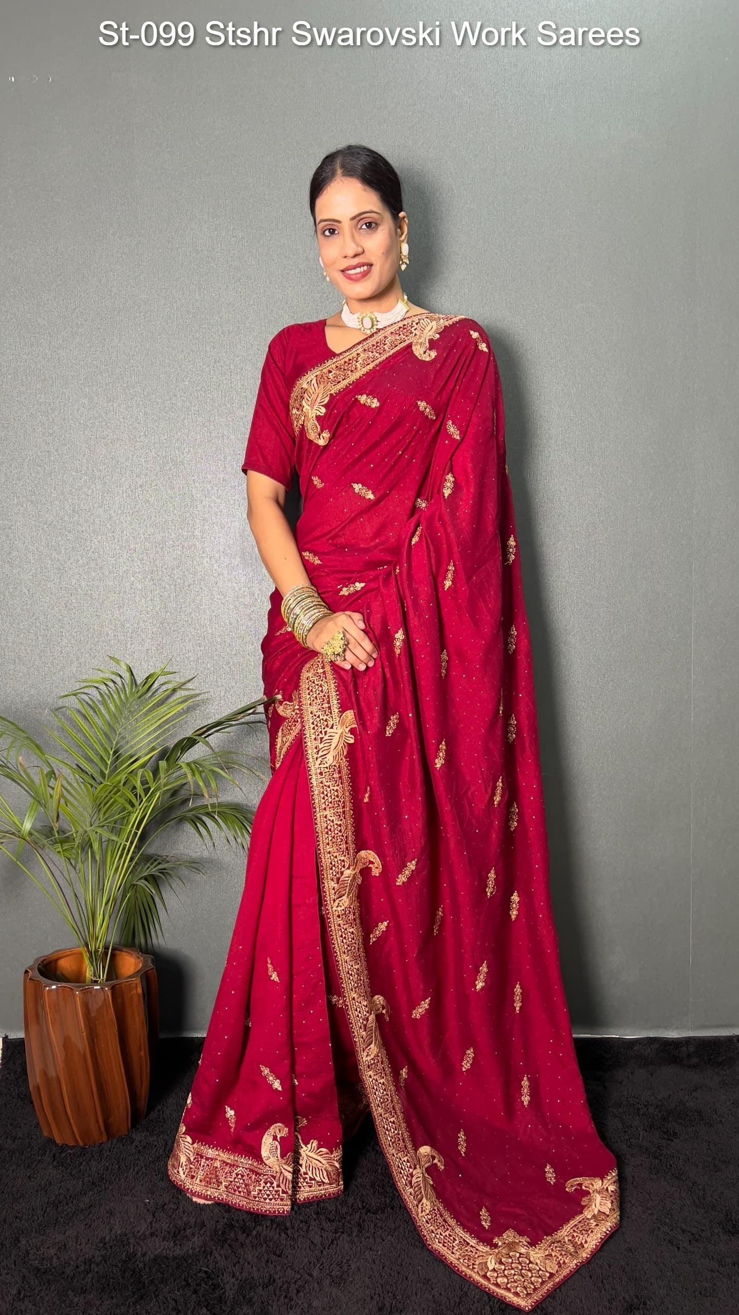 St-099 Stshr Swarovski Work Sarees