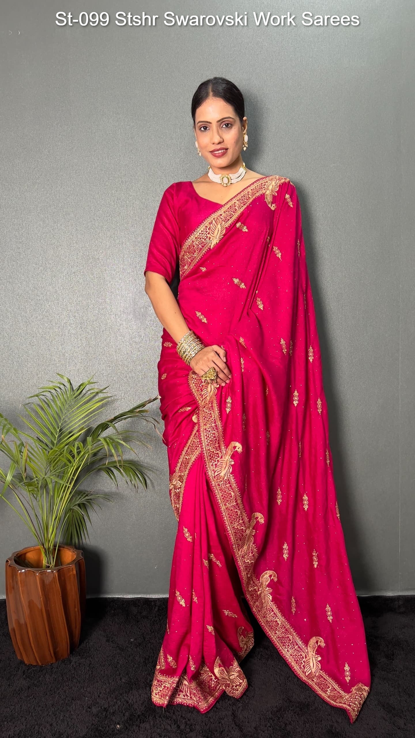St-099 Stshr Swarovski Work Sarees