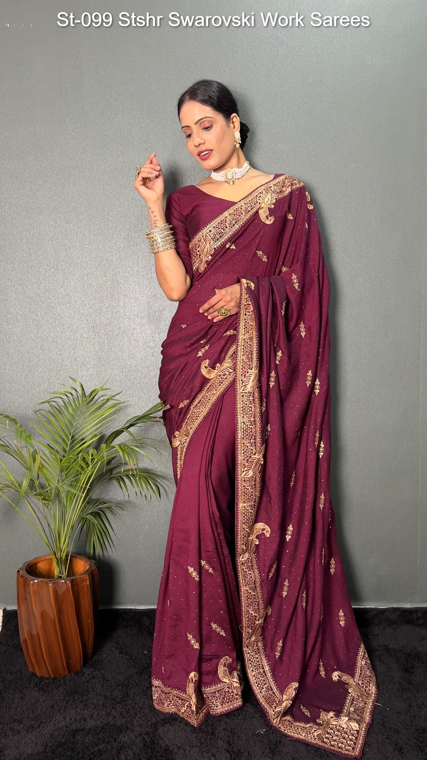 St-099 Stshr Swarovski Work Sarees