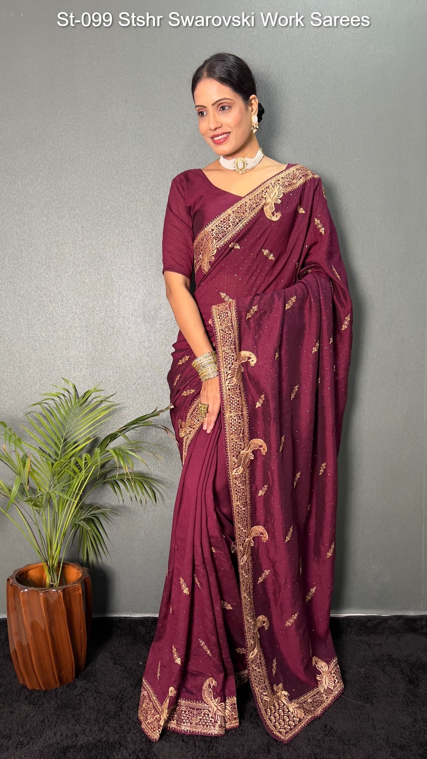 St-099 Stshr Swarovski Work Sarees