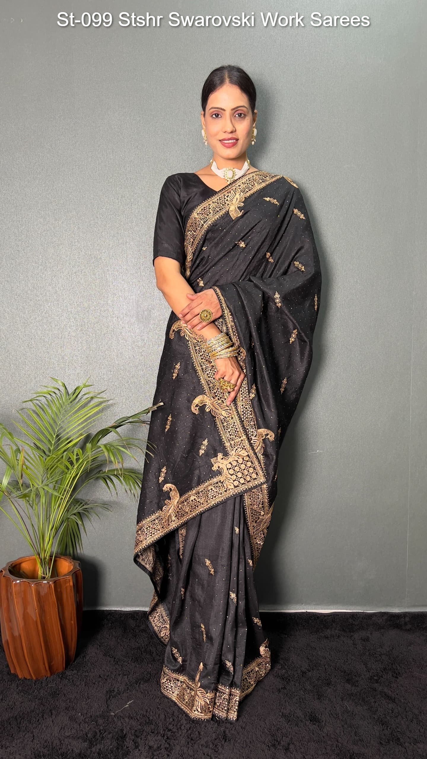 St-099 Stshr Swarovski Work Sarees