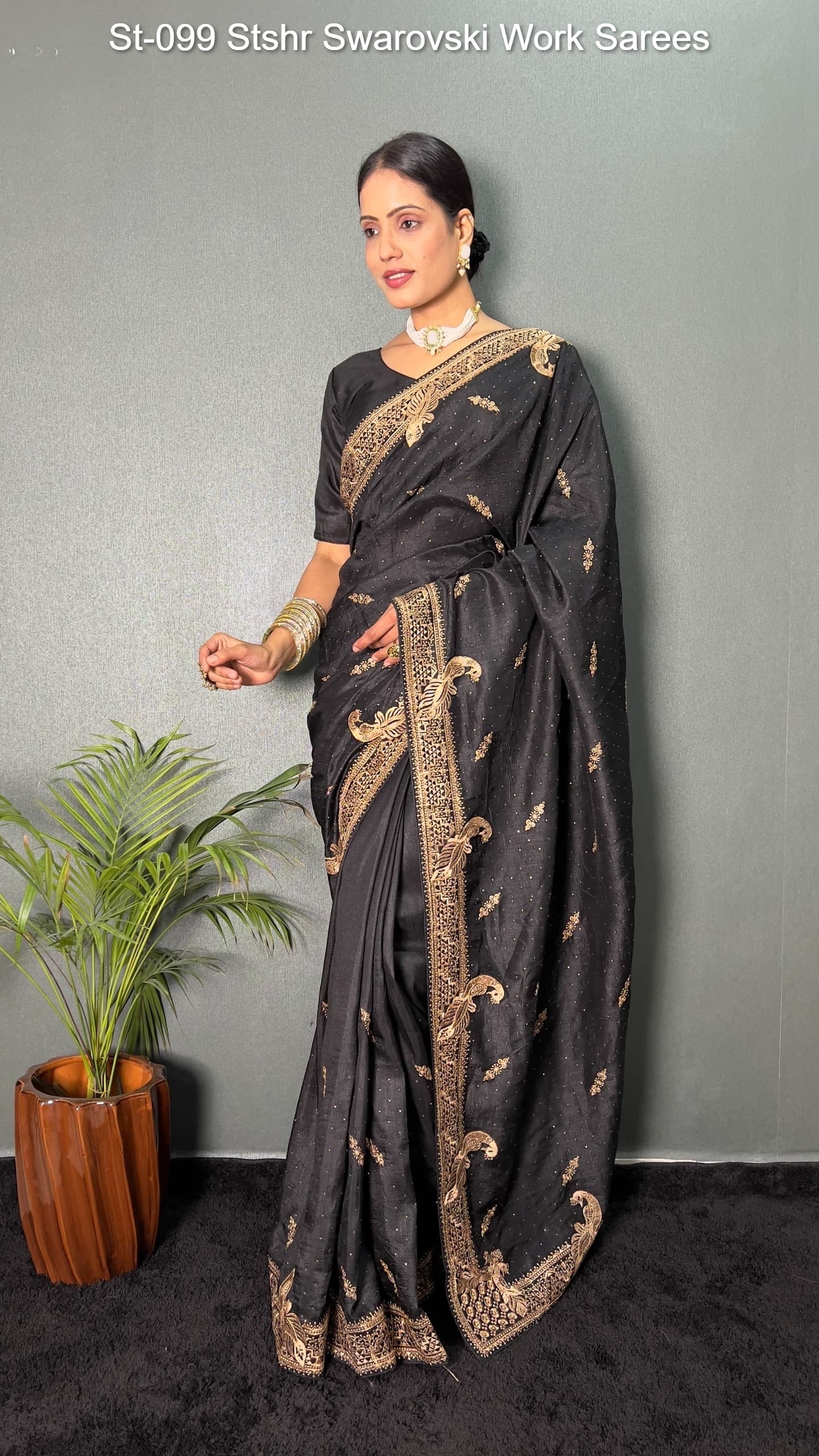 St-099 Stshr Swarovski Work Sarees
