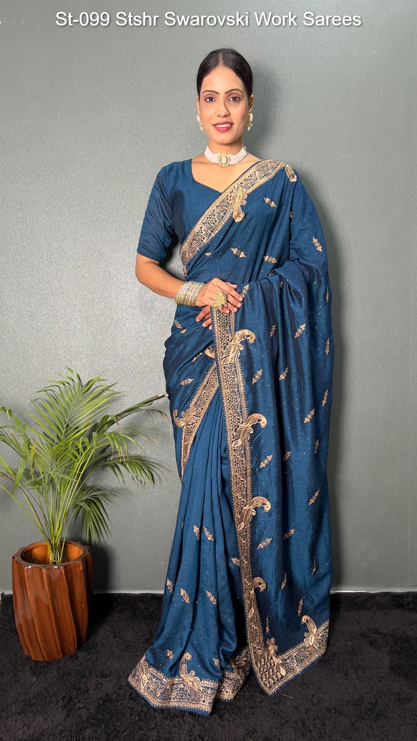 St-099 Stshr Swarovski Work Sarees
