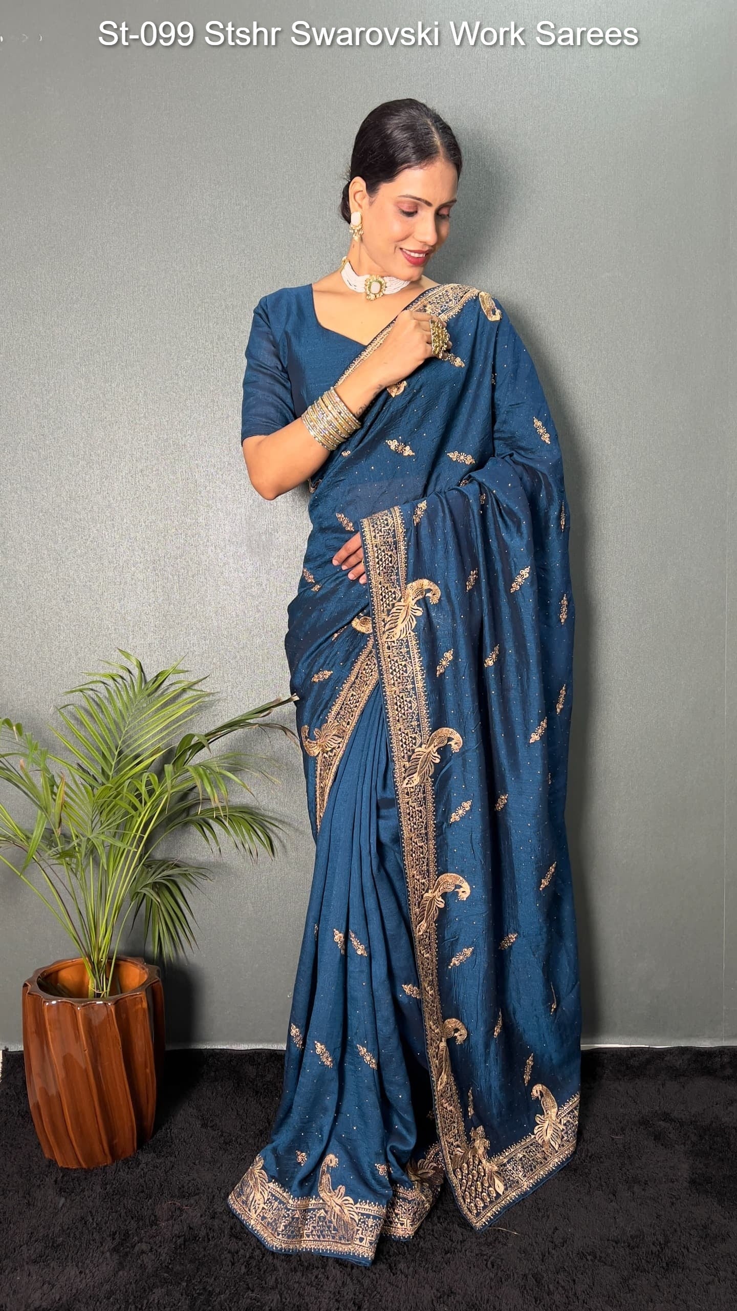 St-099 Stshr Swarovski Work Sarees