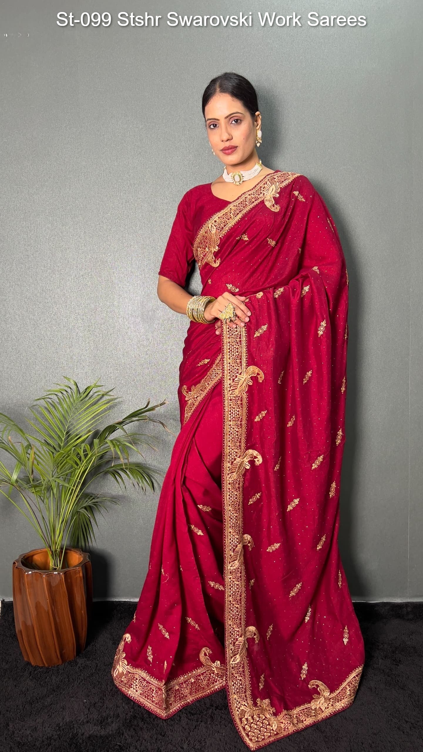 St-099 Stshr Swarovski Work Sarees