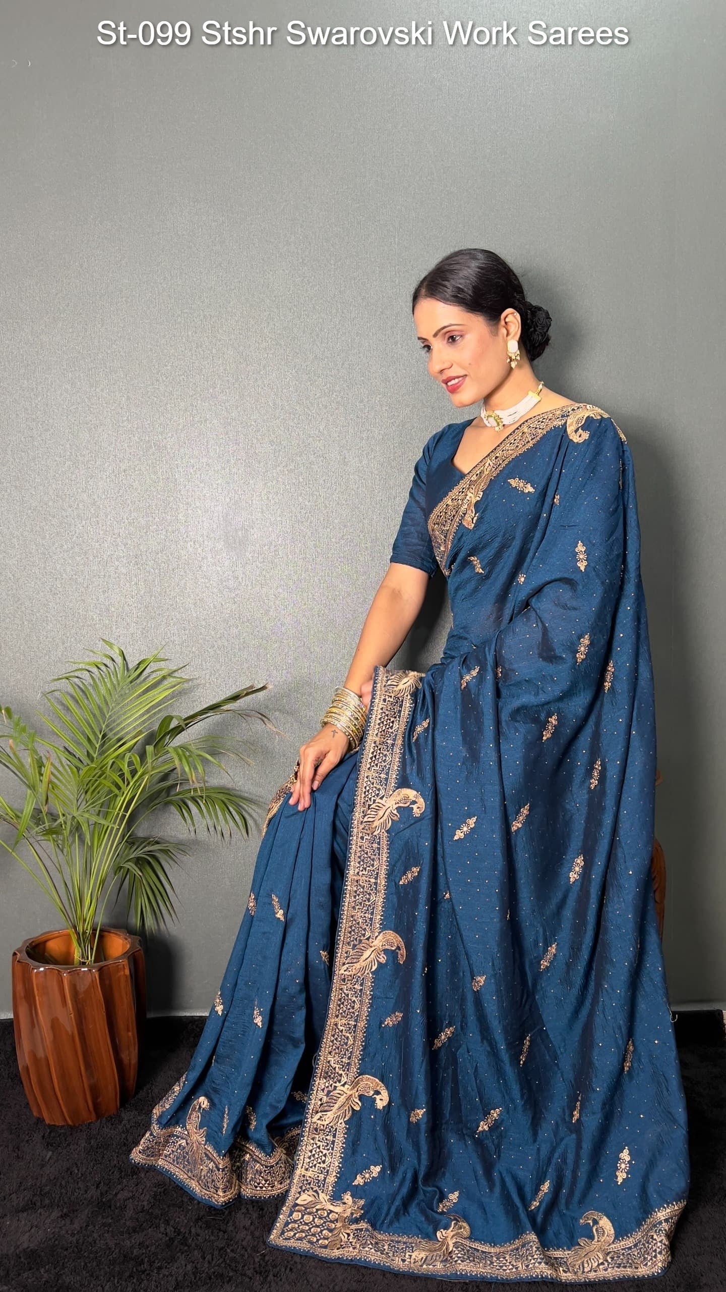 St-099 Stshr Swarovski Work Sarees