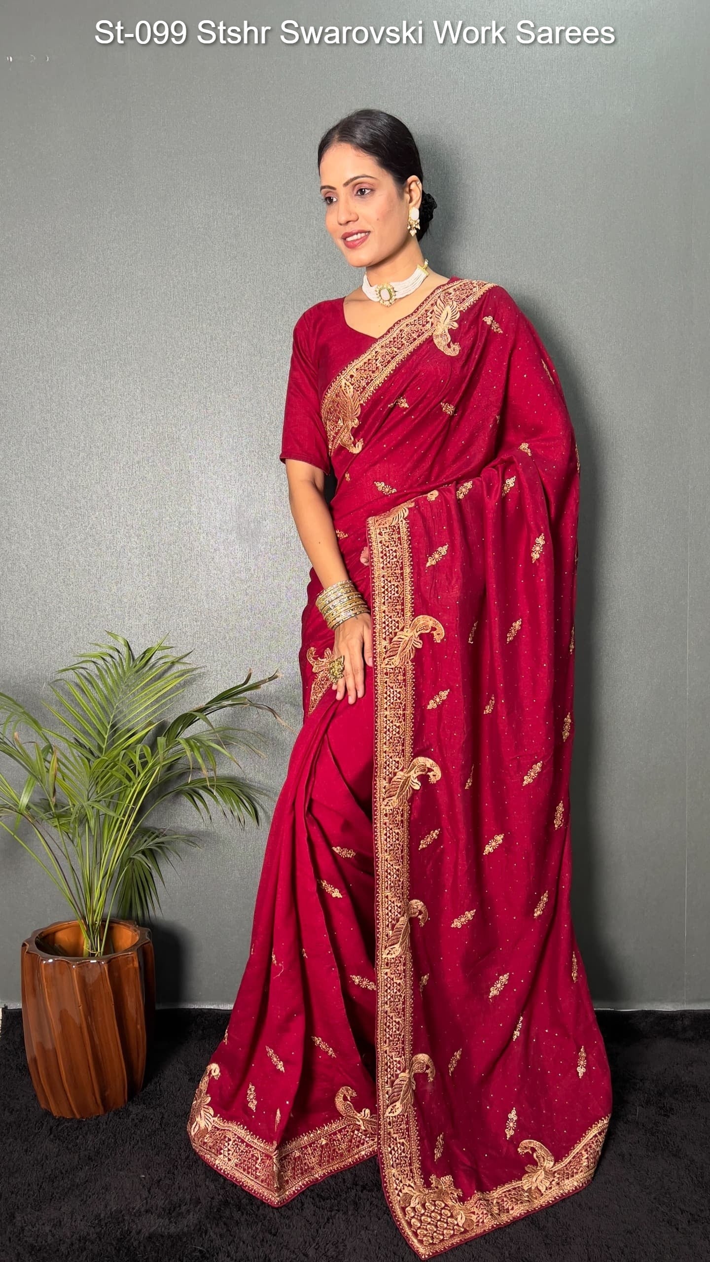 St-099 Stshr Swarovski Work Sarees