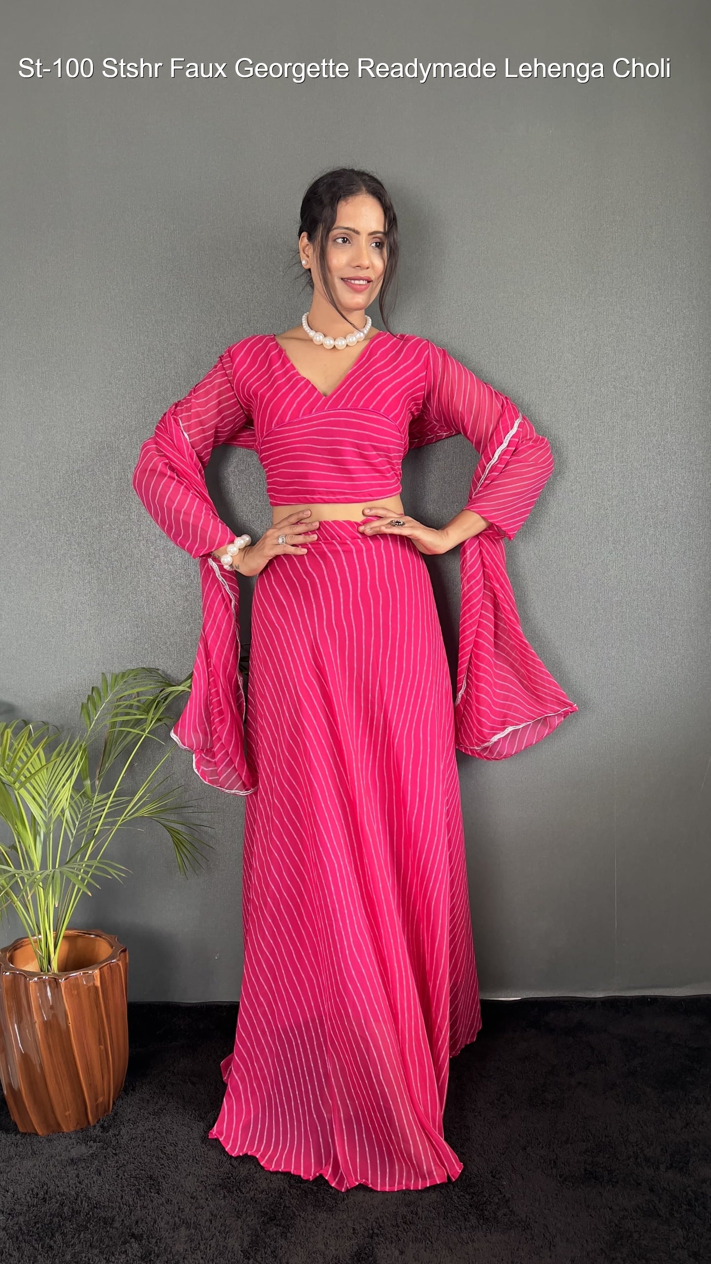 St-100 Stshr Faux Georgette Readymade Lehenga Choli