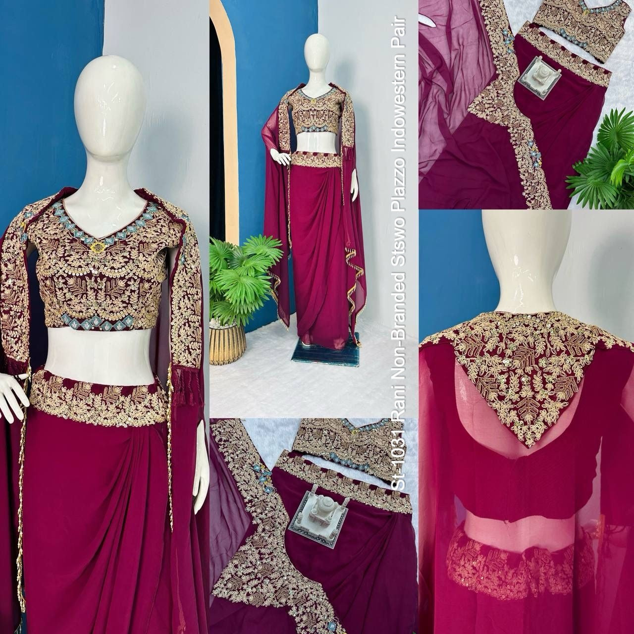 St-1031 Rani Non-Branded Stswo Plazzo Indowestern Pair