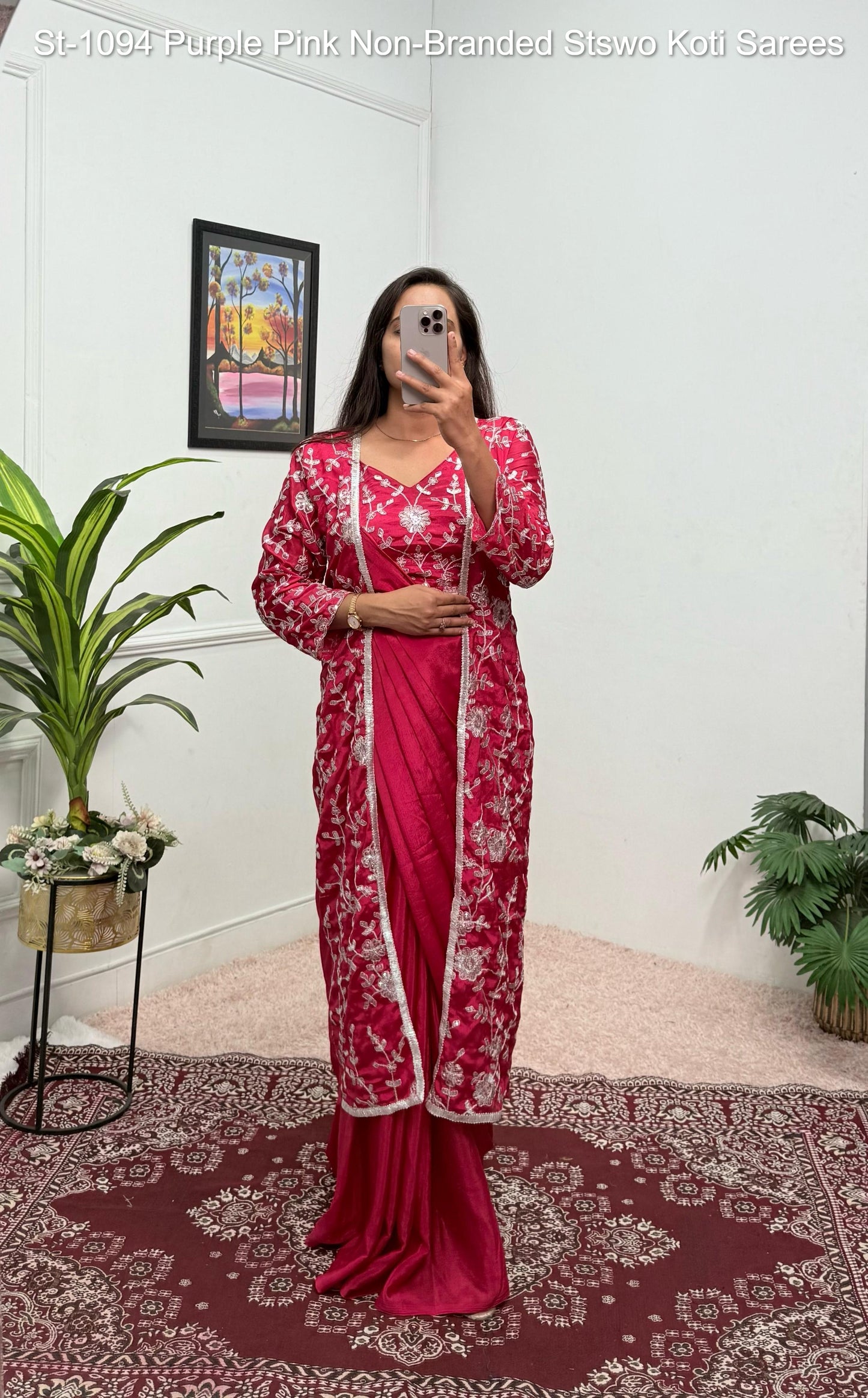 St-1094 Purple Pink Non-Branded Stswo Koti Sarees