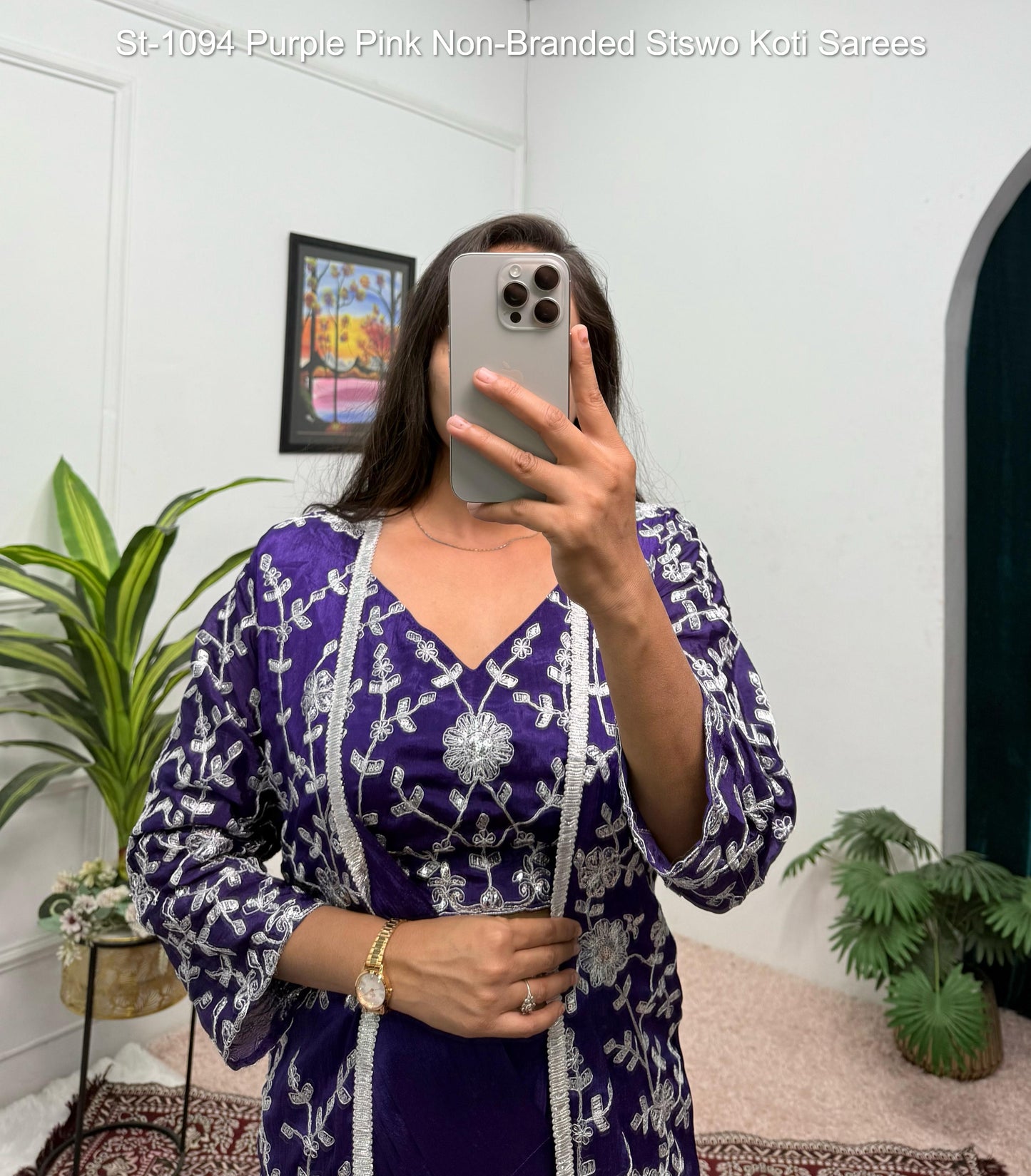 St-1094 Purple Pink Non-Branded Stswo Koti Sarees