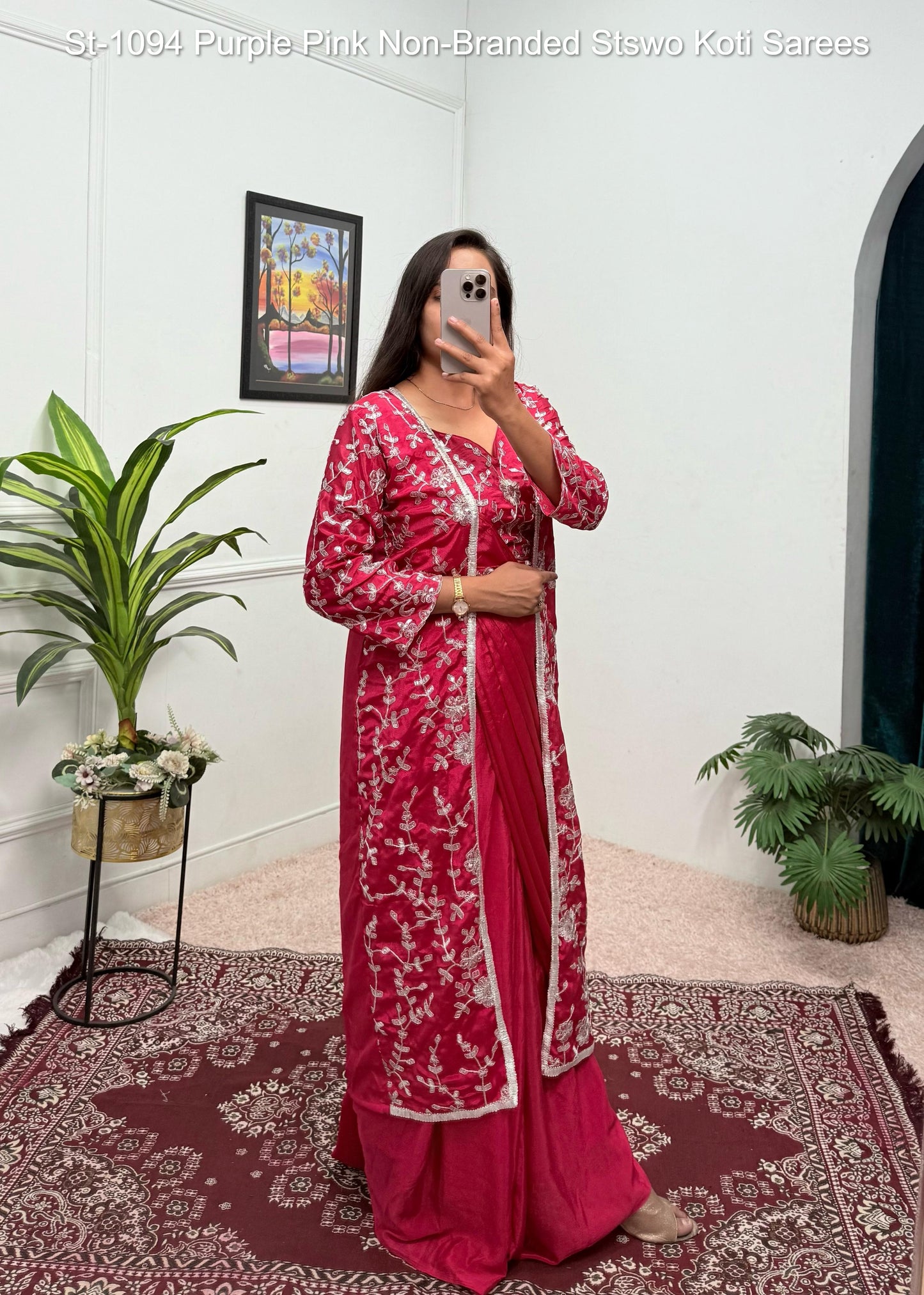 St-1094 Purple Pink Non-Branded Stswo Koti Sarees