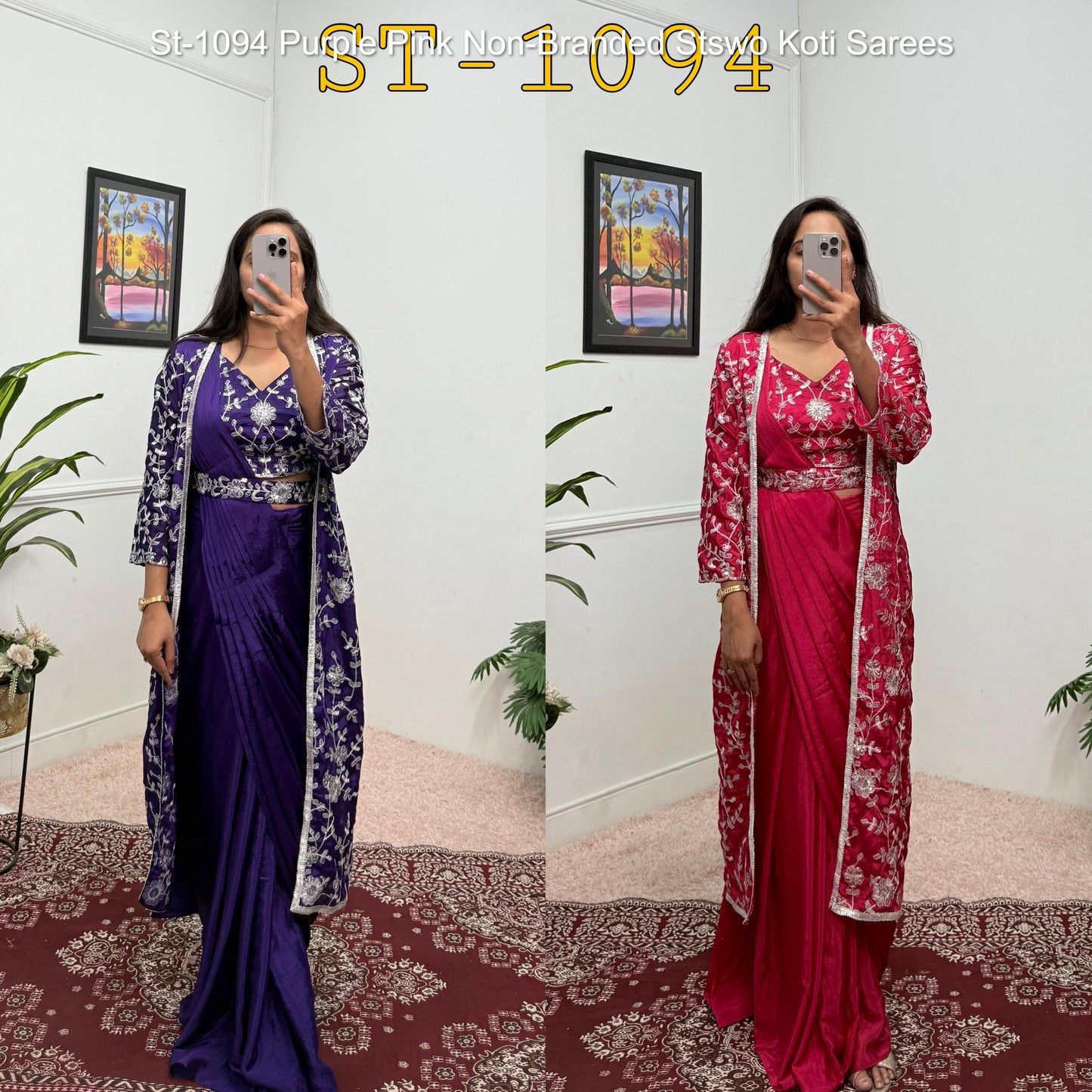 St-1094 Purple Pink Non-Branded Stswo Koti Sarees