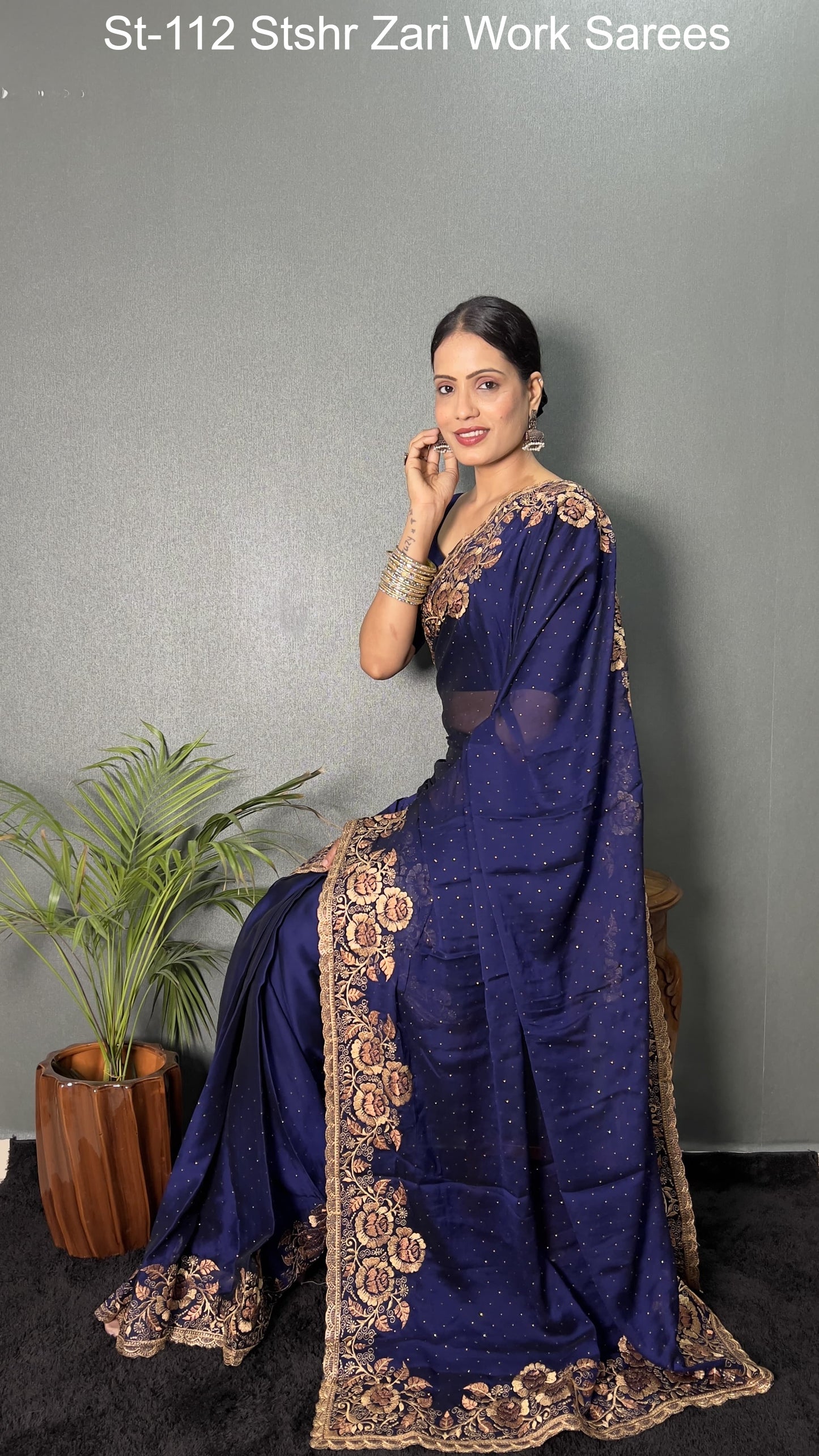 St-112 Stshr Zari Work Sarees
