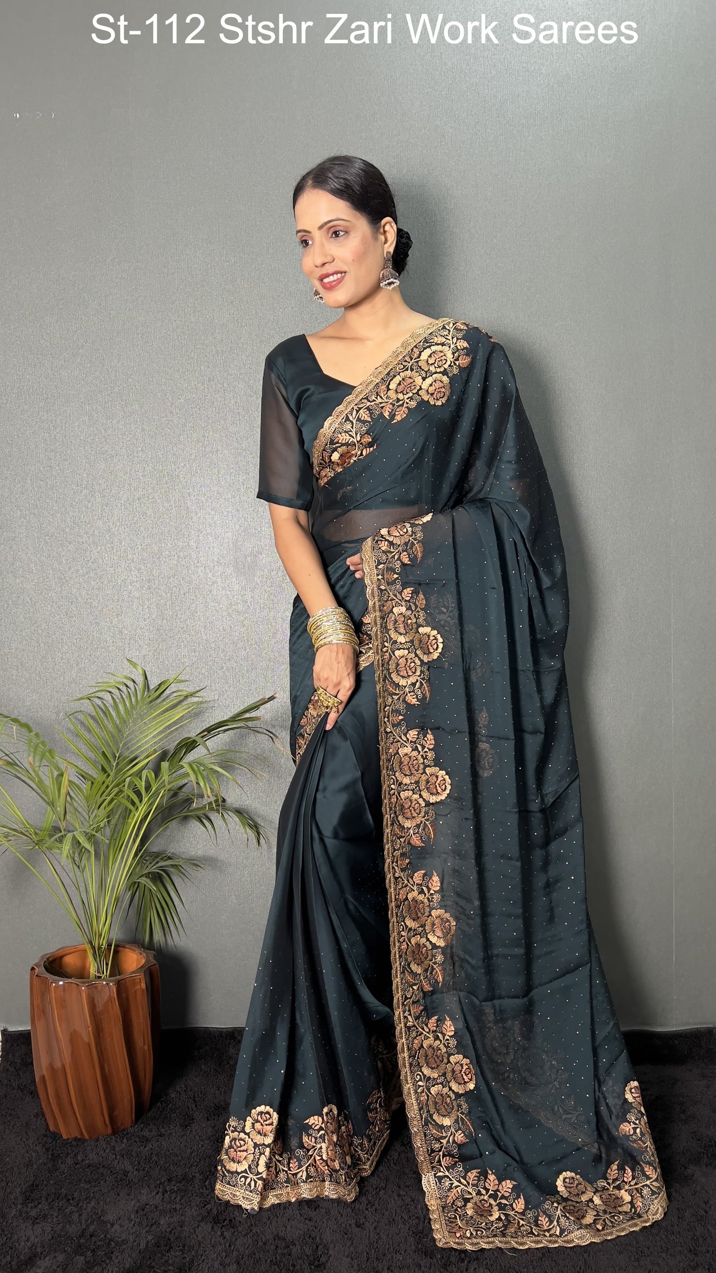 St-112 Stshr Zari Work Sarees