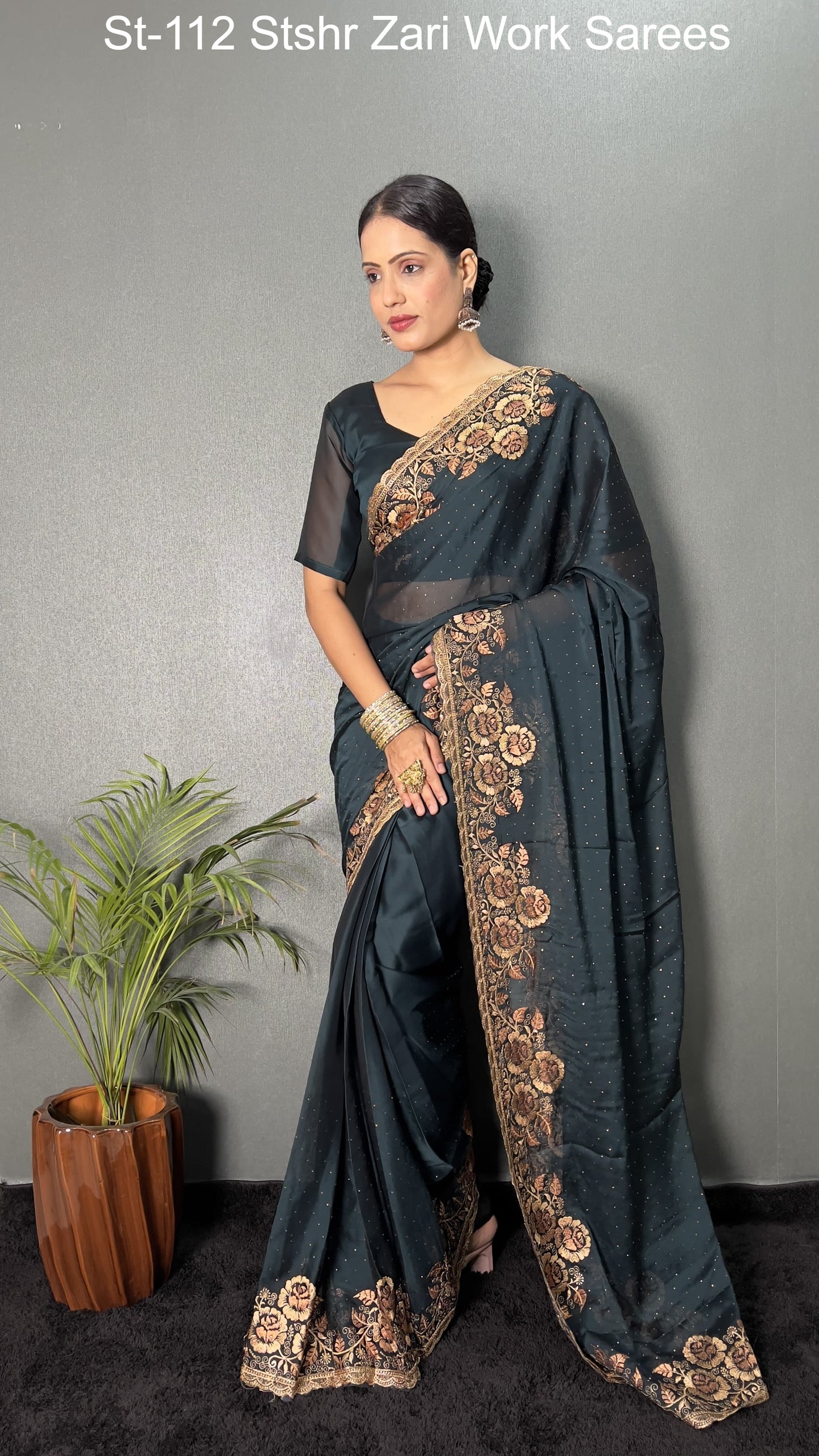 St-112 Stshr Zari Work Sarees