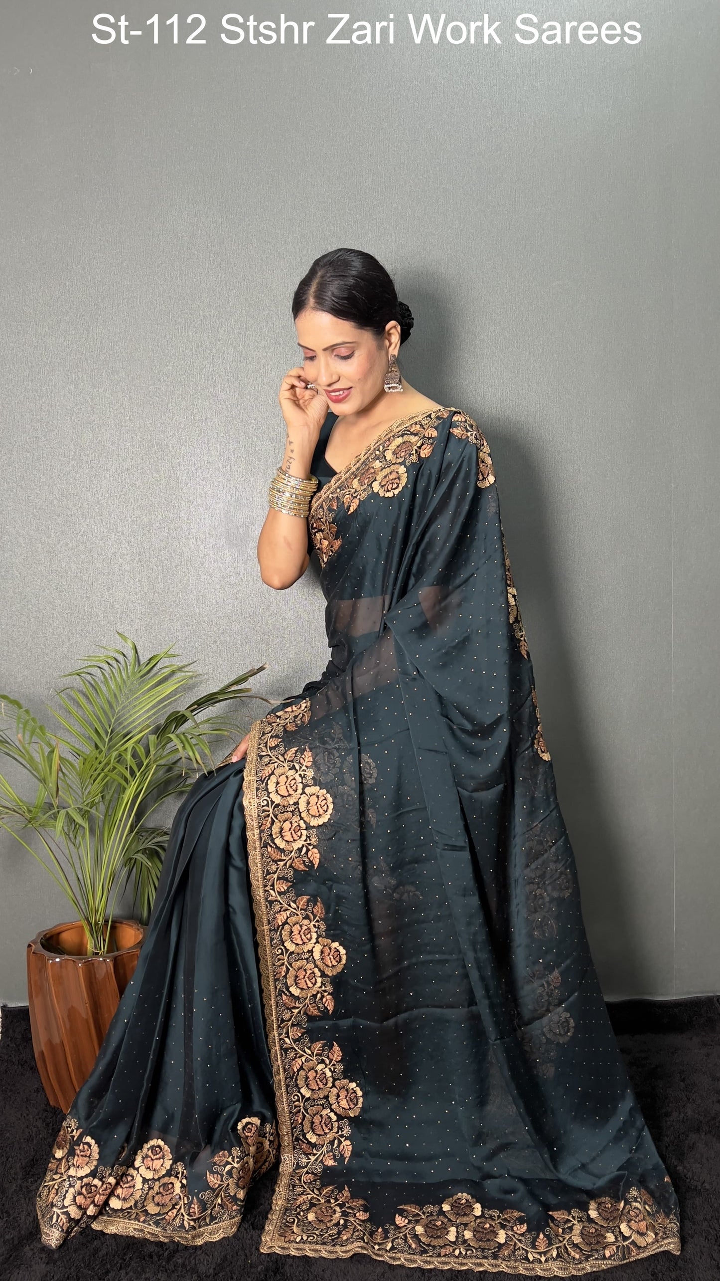 St-112 Stshr Zari Work Sarees