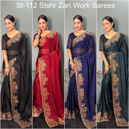 St-112 Stshr Zari Work Sarees