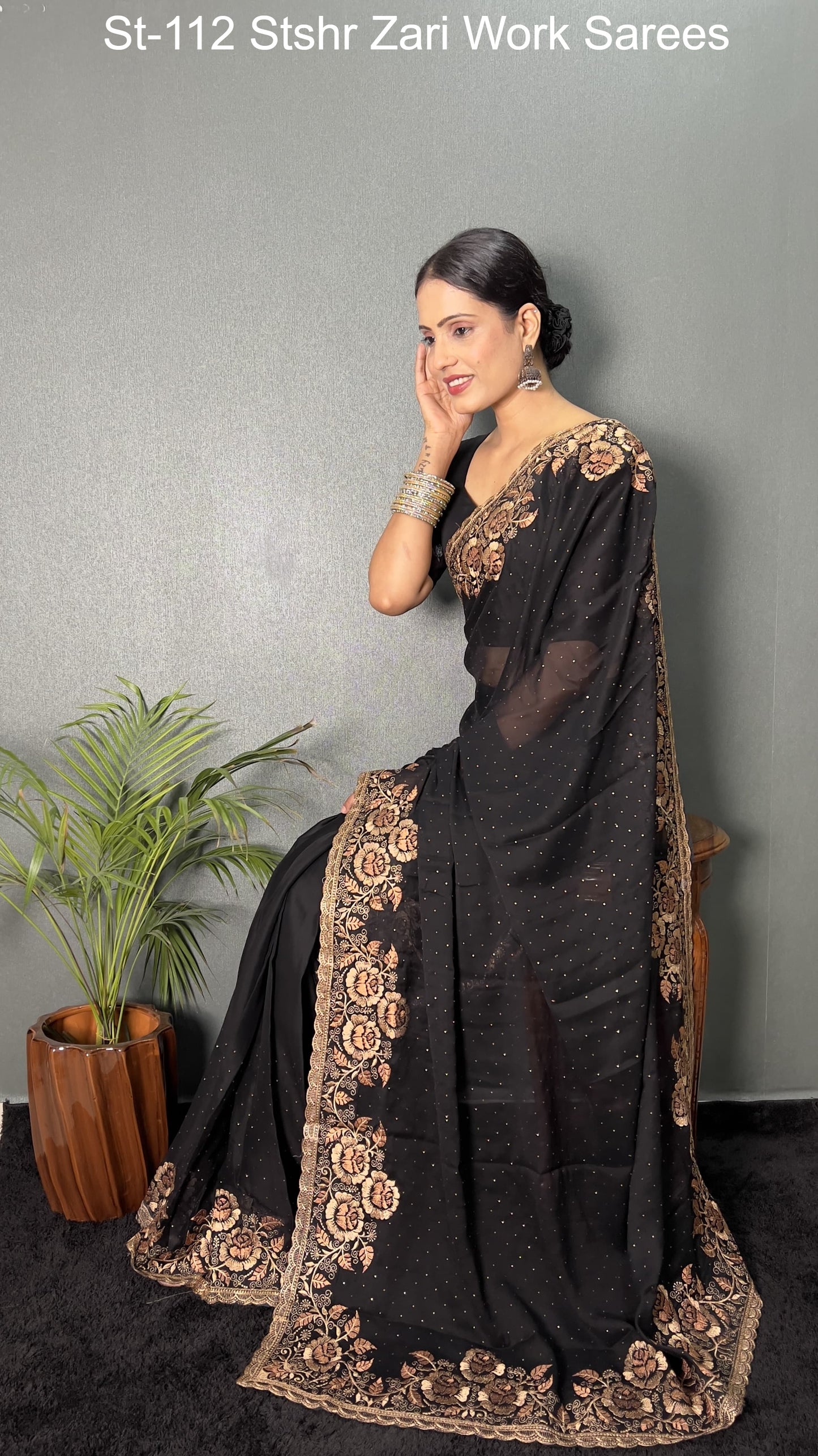 St-112 Stshr Zari Work Sarees