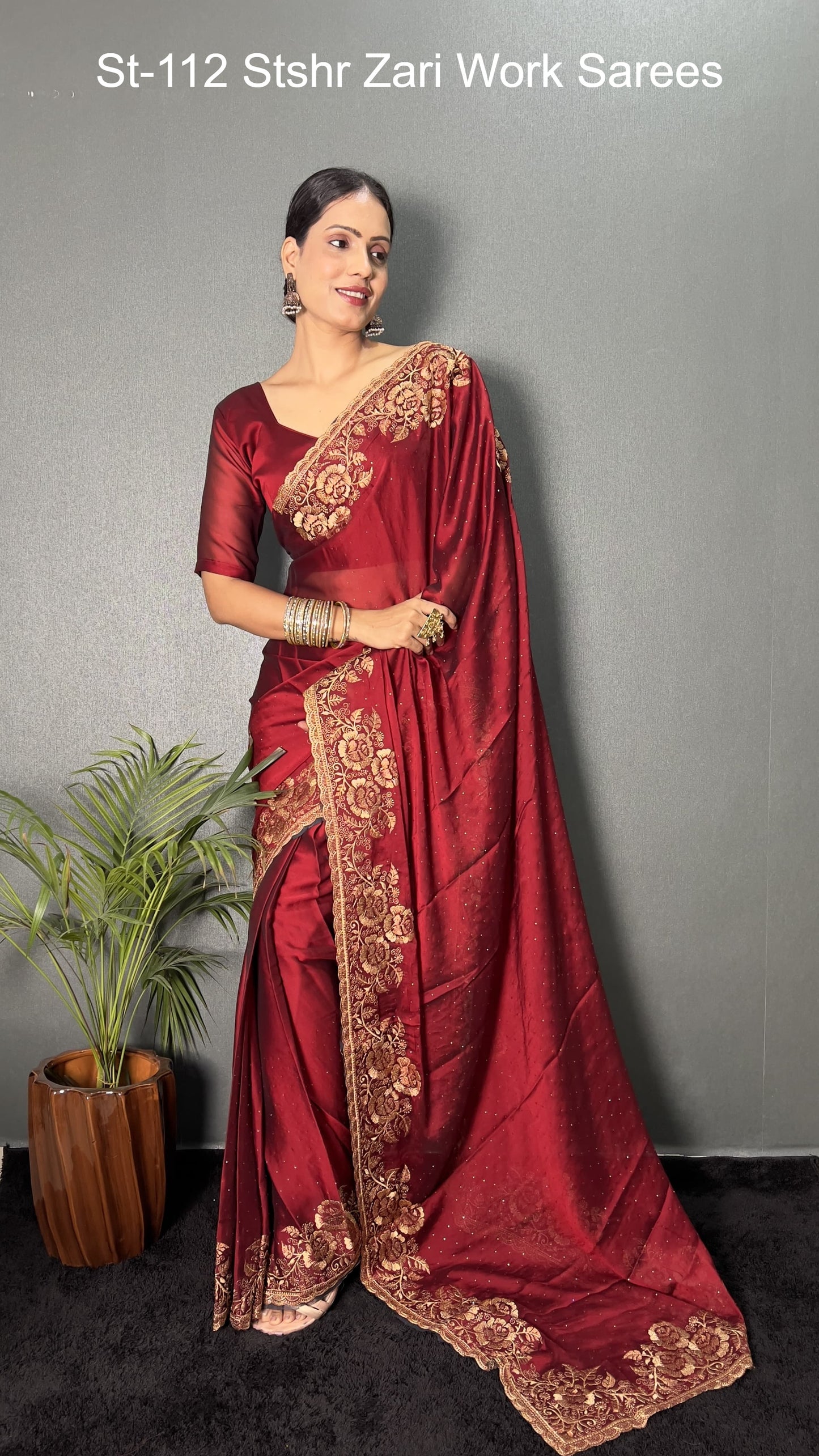 St-112 Stshr Zari Work Sarees