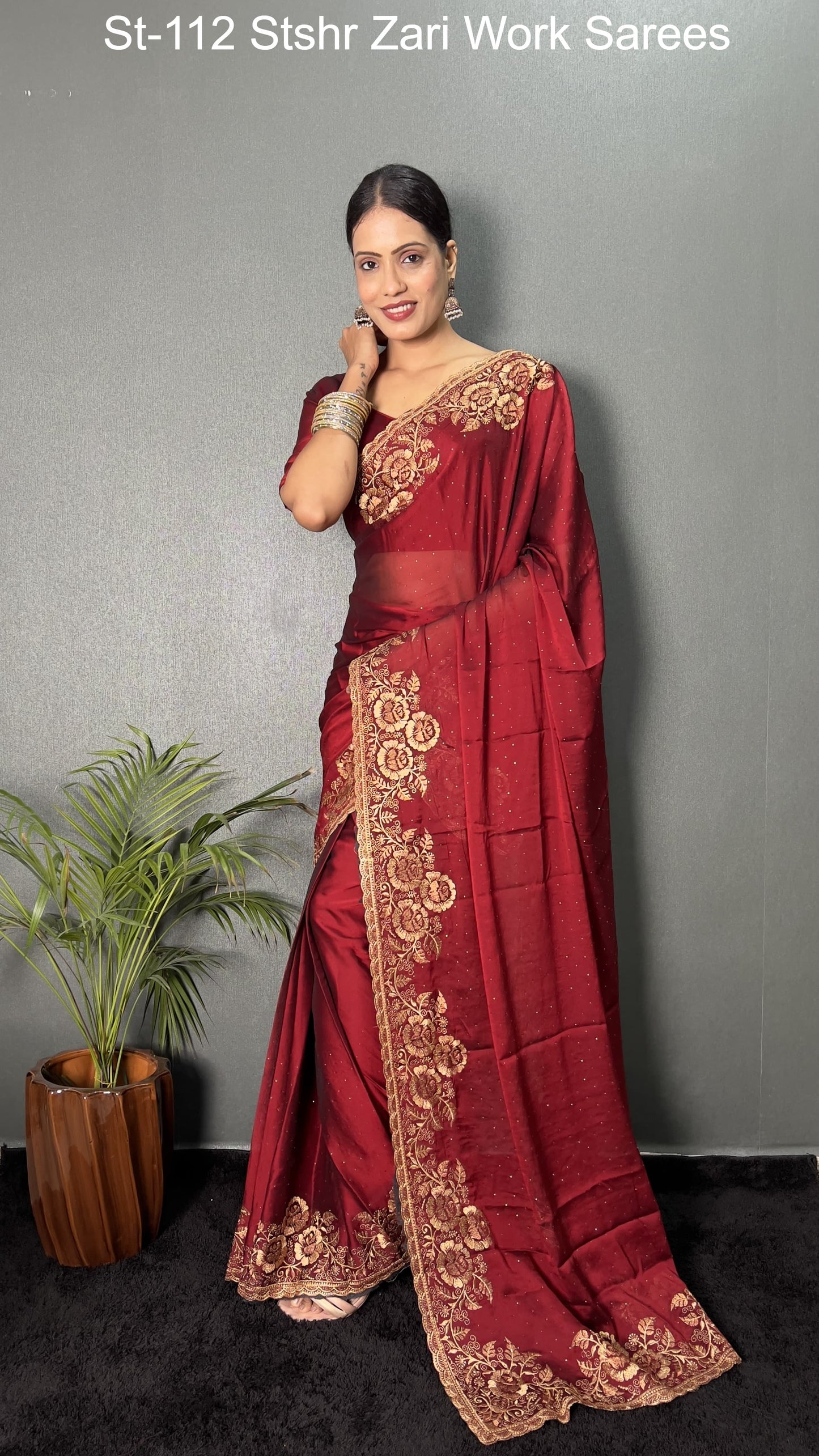 St-112 Stshr Zari Work Sarees