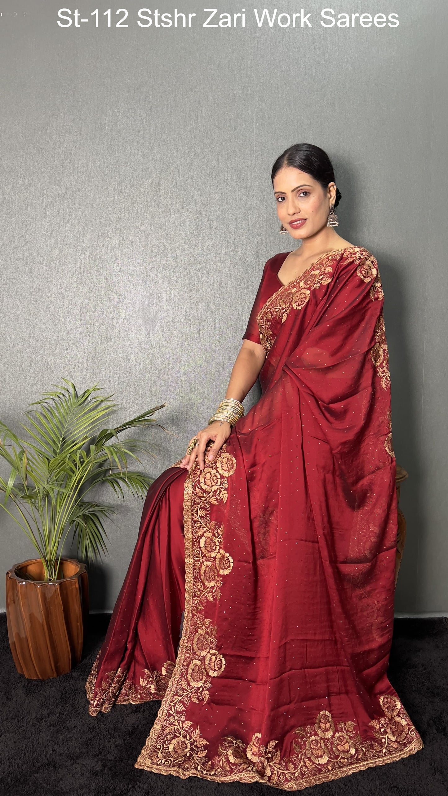 St-112 Stshr Zari Work Sarees