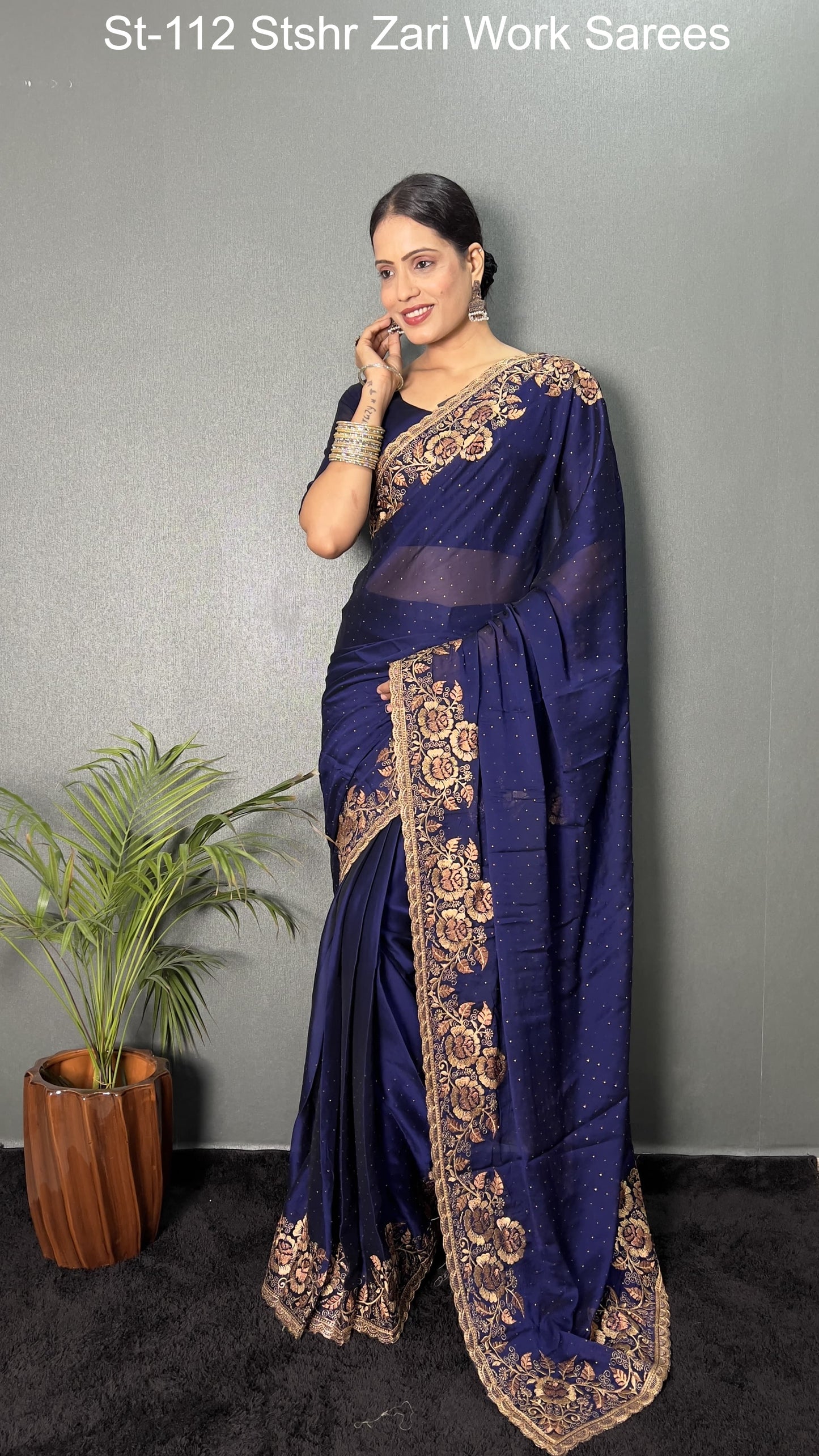 St-112 Stshr Zari Work Sarees