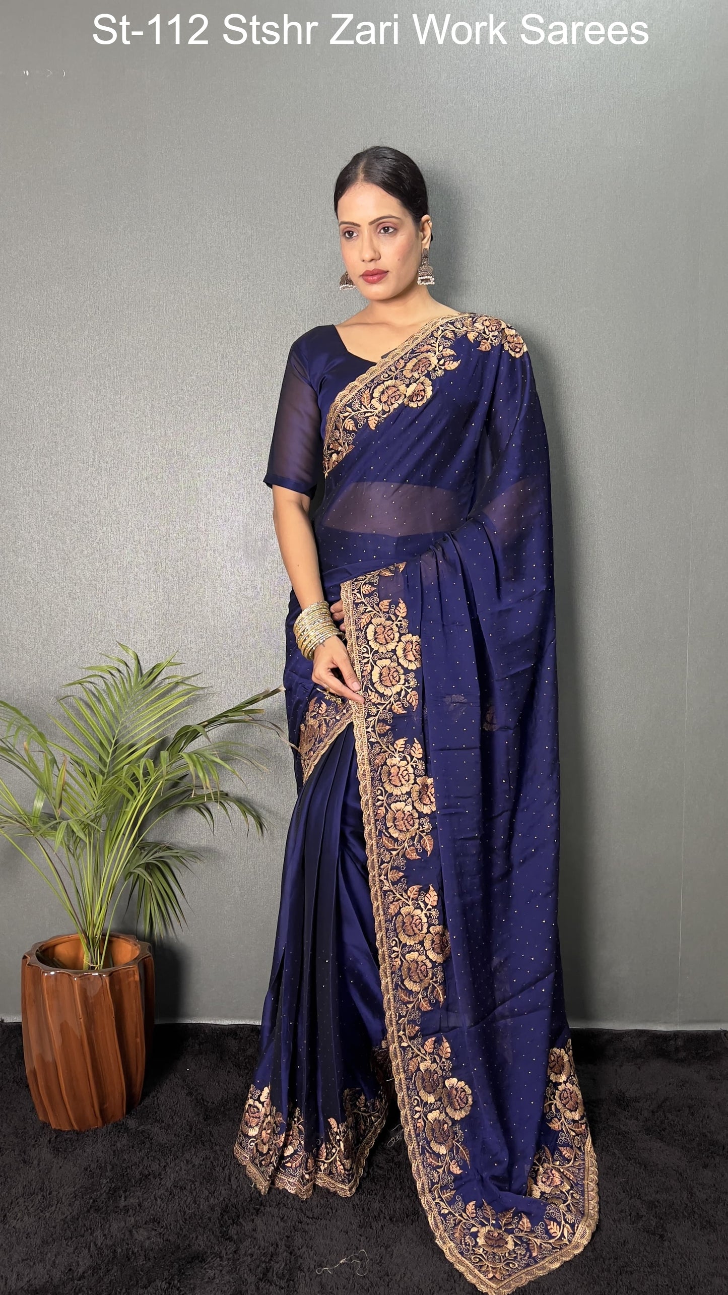 St-112 Stshr Zari Work Sarees