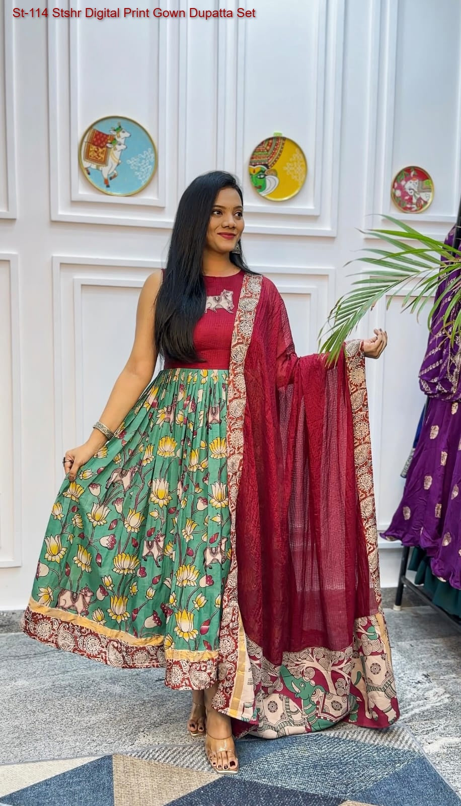 St-114 Stshr Digital Print Gown Dupatta Set