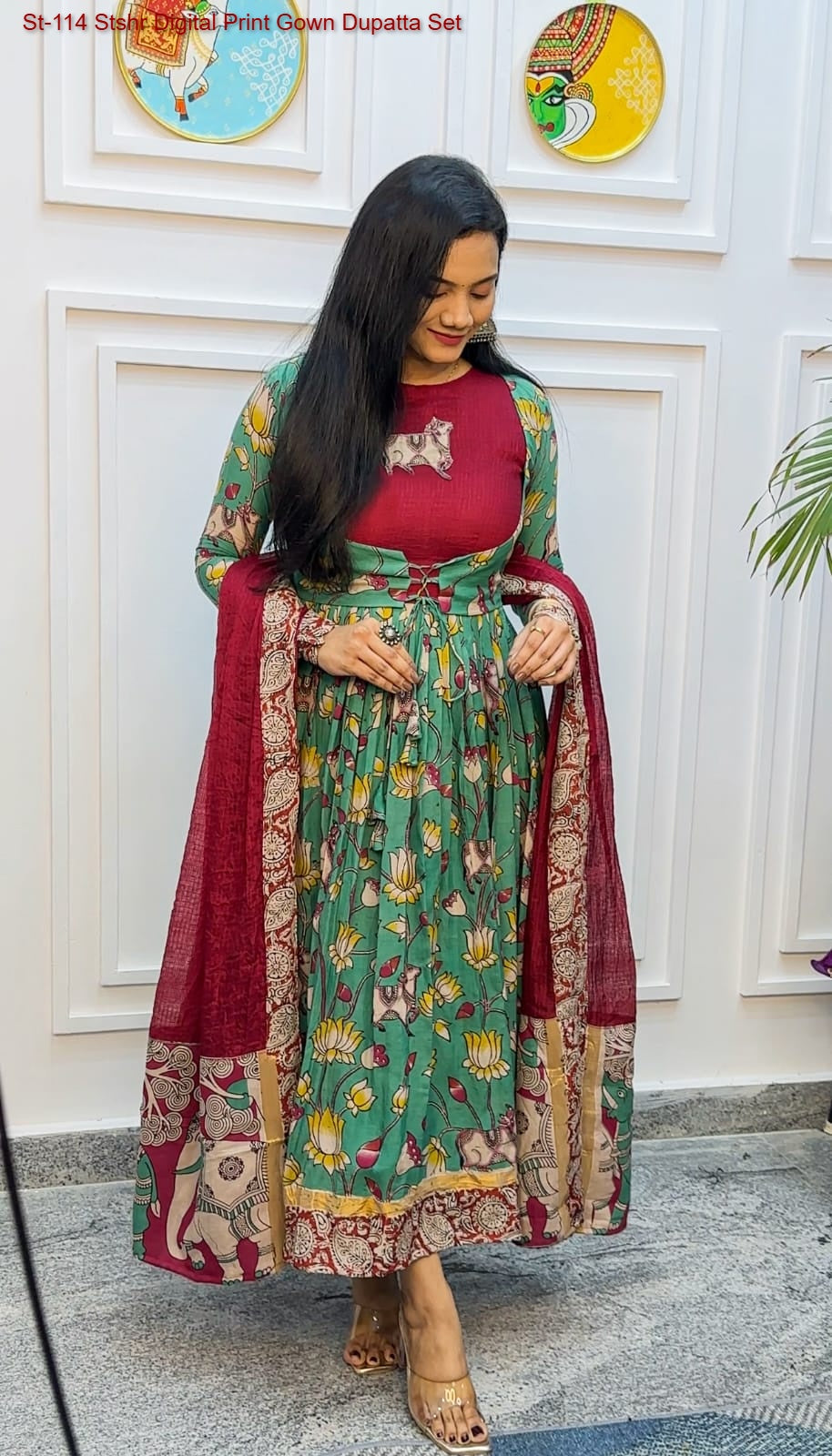 St-114 Stshr Digital Print Gown Dupatta Set