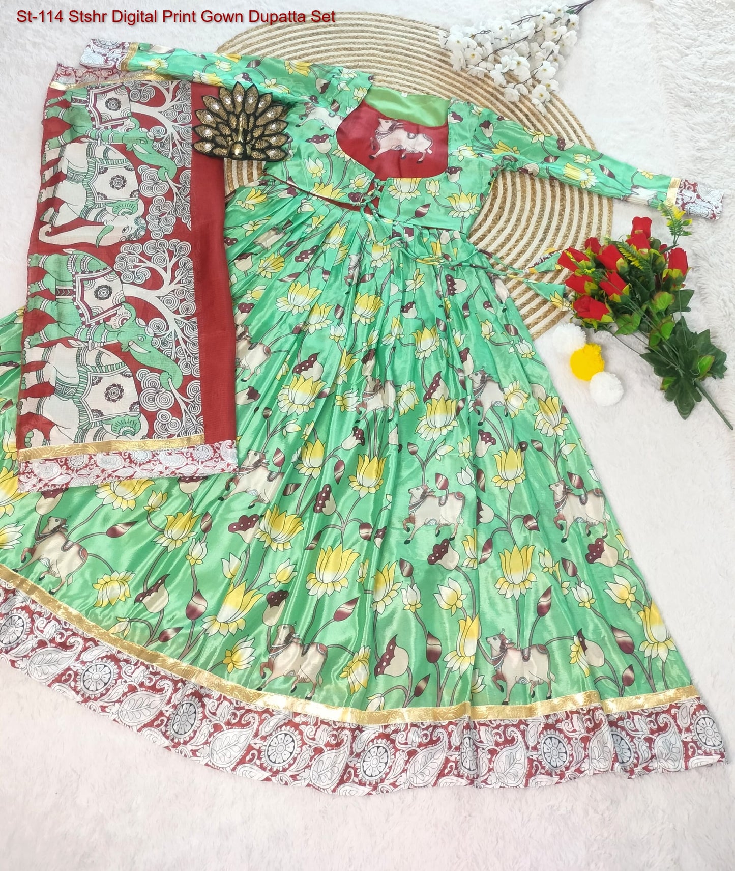 St-114 Stshr Digital Print Gown Dupatta Set