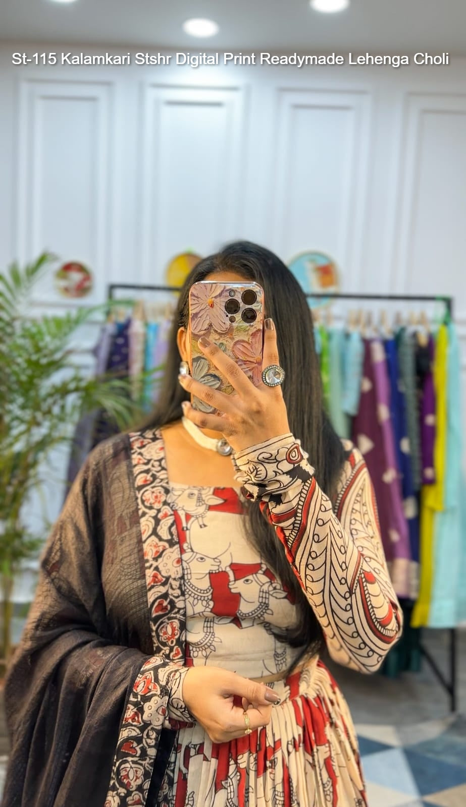 St-115 Kalamkari Stshr Digital Print Readymade Lehenga Choli