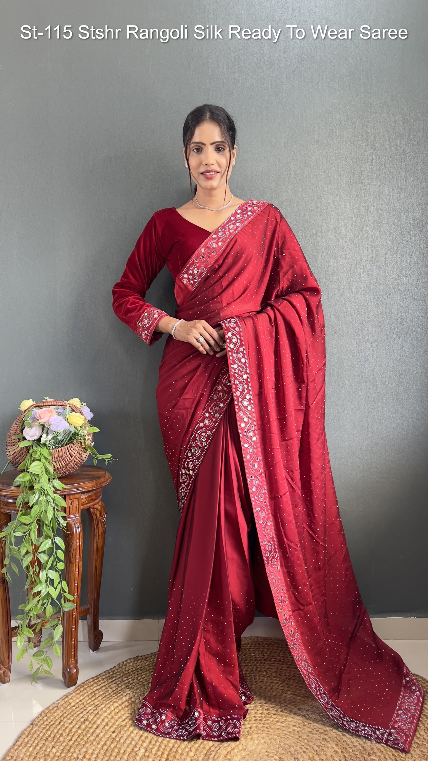 St-115 Stshr Rangoli Silk Ready To Wear Saree