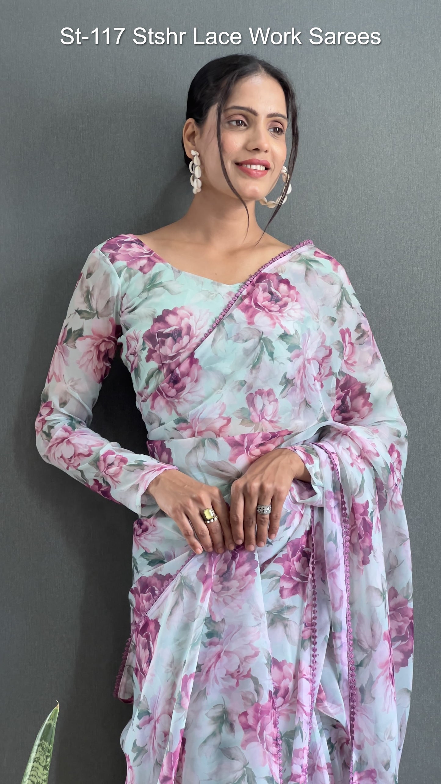 St-117 Stshr Lace Work Sarees