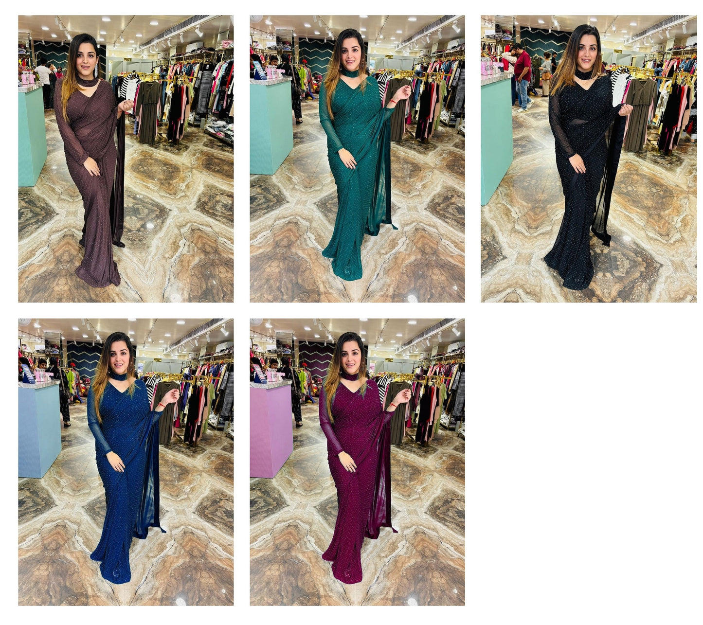 St-118 Niharika Non-Branded Stshr Georgette Sarees